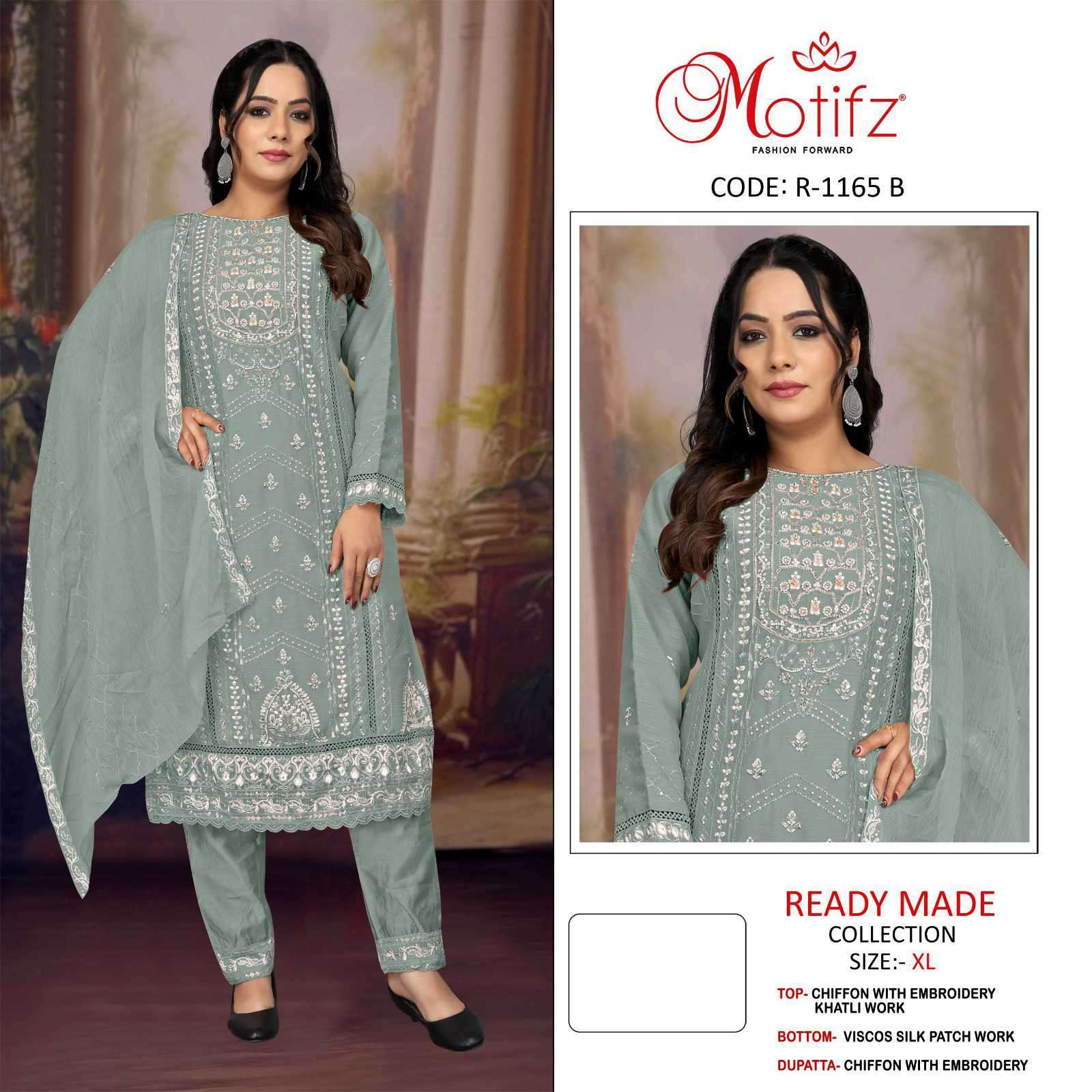 MOTIFZ D 1165 COLORS DESIGNER CHIFFON SALWER SUIT COLLECTION BEST RATE DEALER 