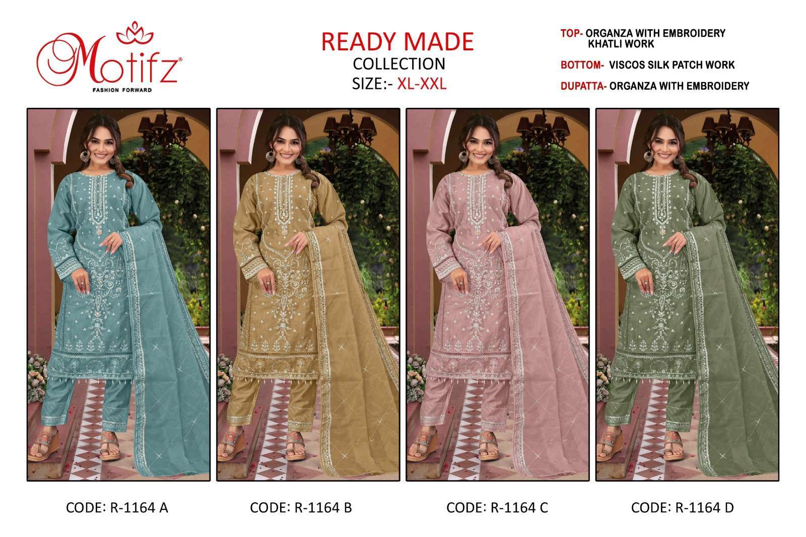 MOTIFZ R 1164 COLORS PAKISTANI READYMADE SUIT CATALOG WHOLESALER 2025