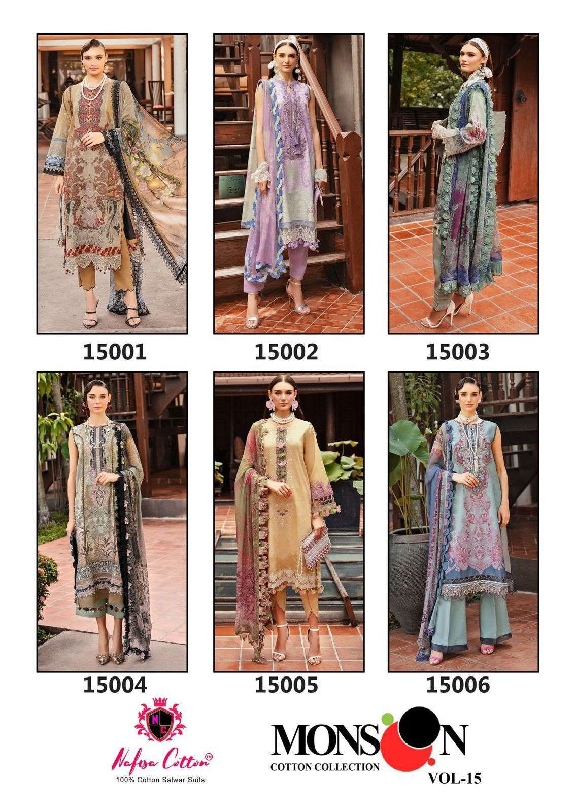 NAFISA COTTON MONSOON VOL 15 PURE COTTON KARACHI SUITS CATALOGUE