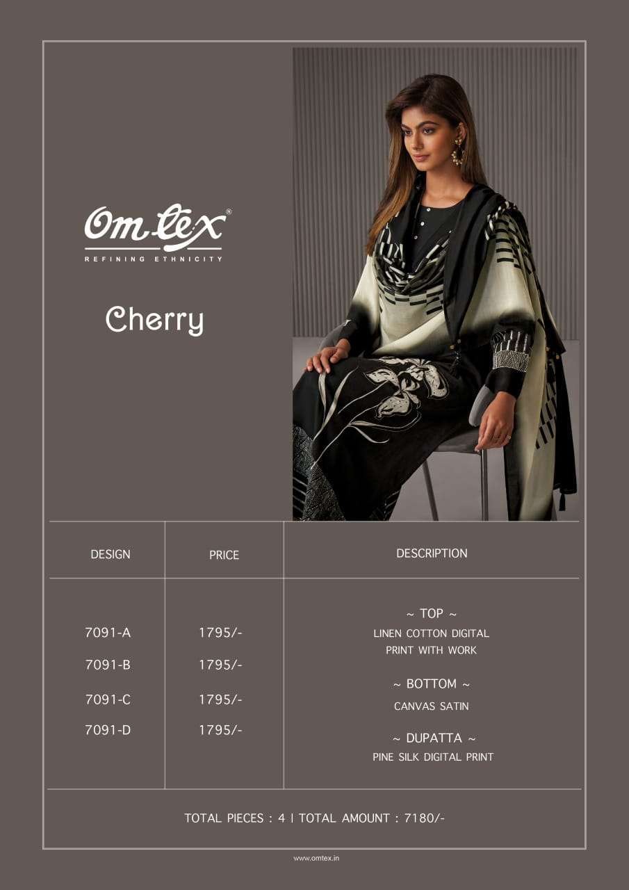 OMTEX CHERRY FANCY WORK LINEN COTTON DRESS CATALOG WHOLESALER 2025