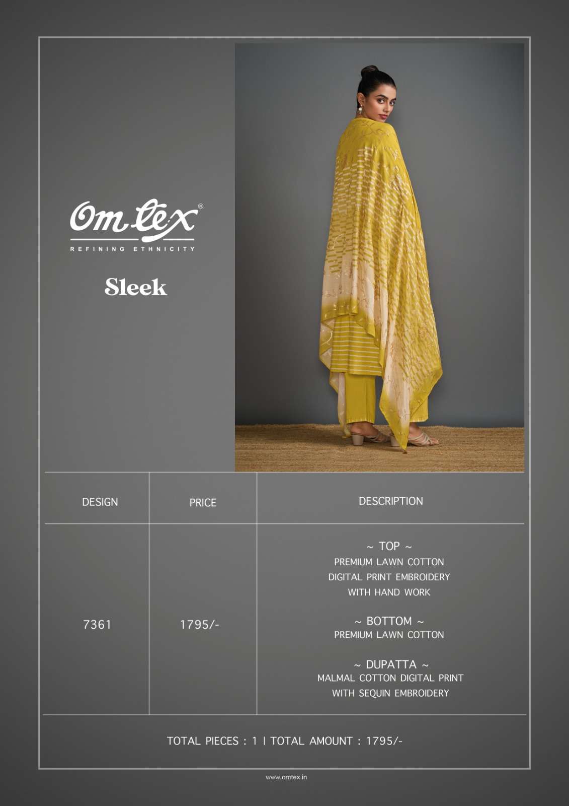 OMTEX SLEEK STYLISH COTTON SUIT CATALOGUE BEST RATE DEALER 2025