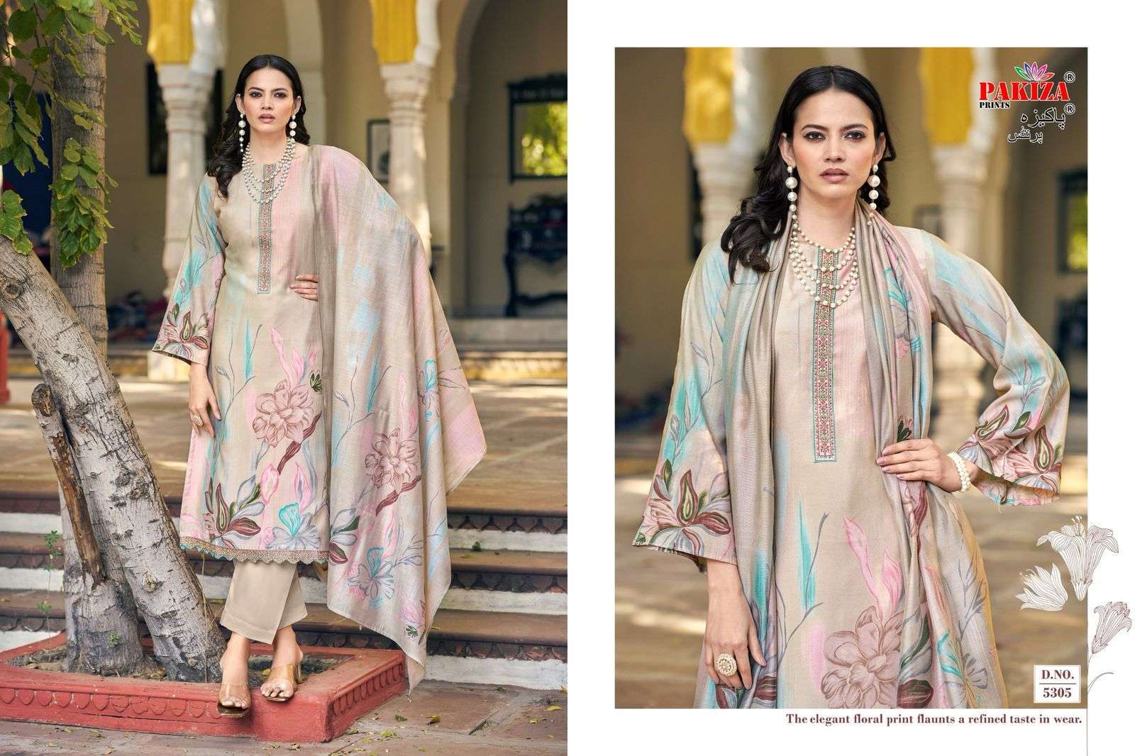 PAKIZA PRINTS NOOR VOL 53 KASHMIRI PATTERN FANCY SILK SUIT CATALOG 