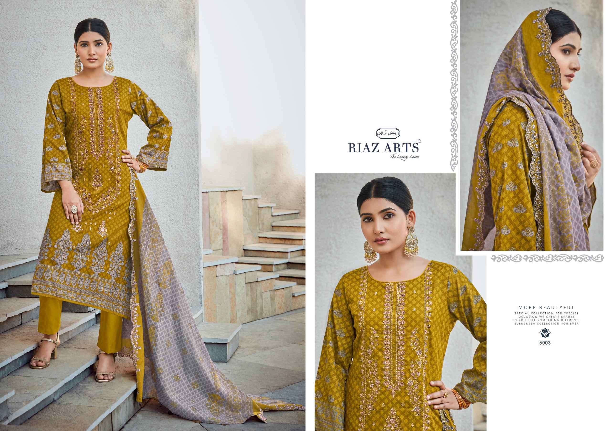 RIAZ ART BIN SAEED VOL 5 FANCY LADIES WEAR COTTON SUIT CATALOGUE WHOLESALER 