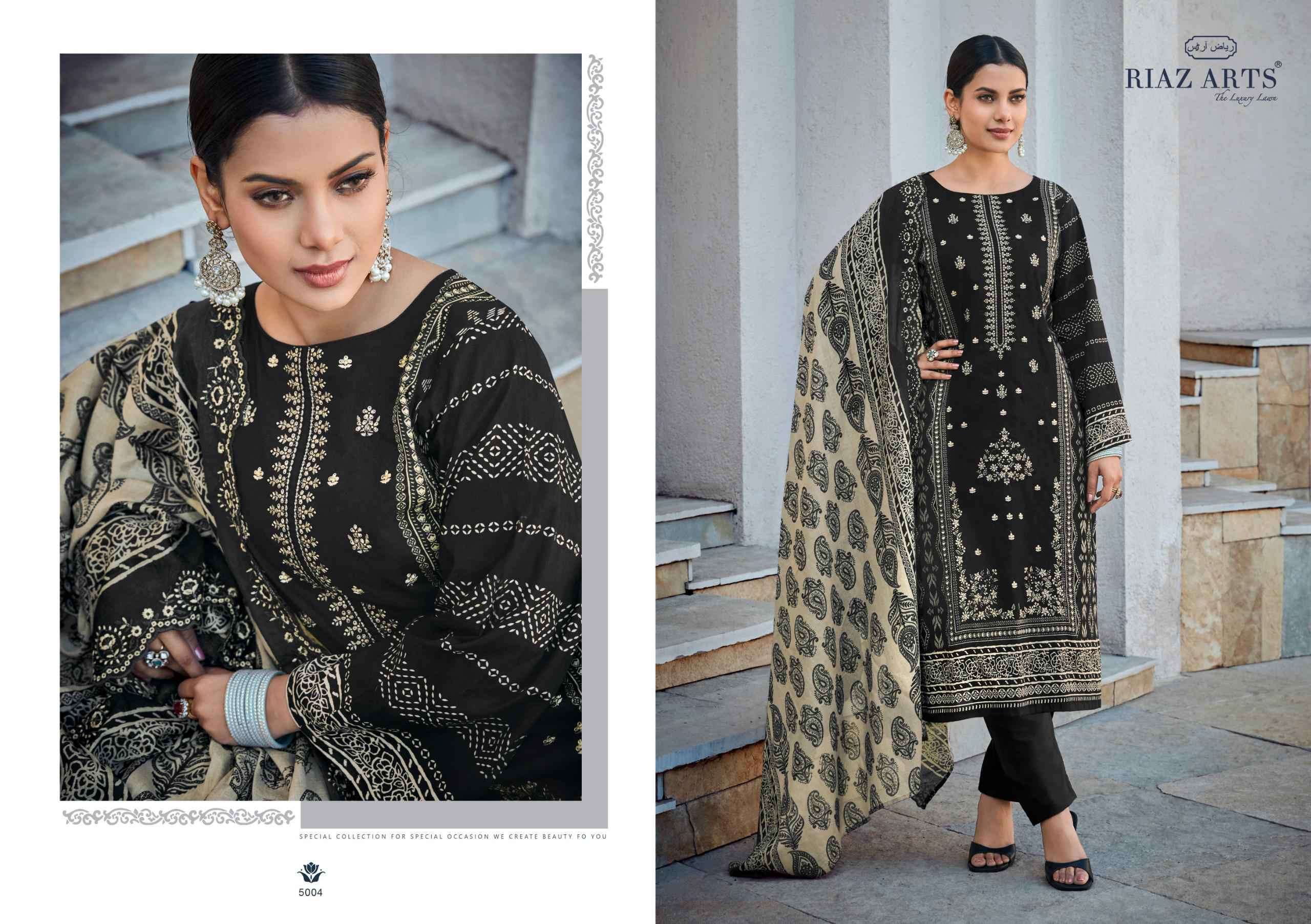 RIAZ ART BIN SAEED VOL 5 FANCY LADIES WEAR COTTON SUIT CATALOGUE WHOLESALER 