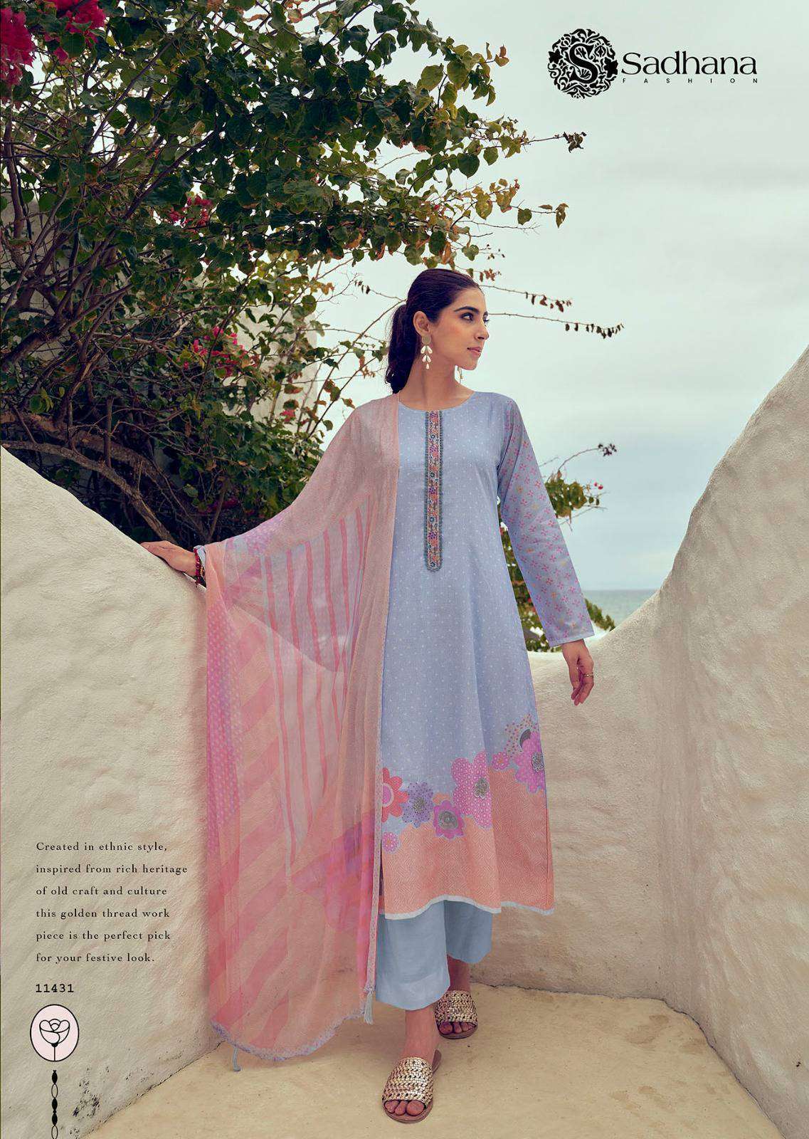 SADHANA GARDEN OF EDEN FANCY WORK COTTON LADIES DRESS CATALOG BEST RATE 