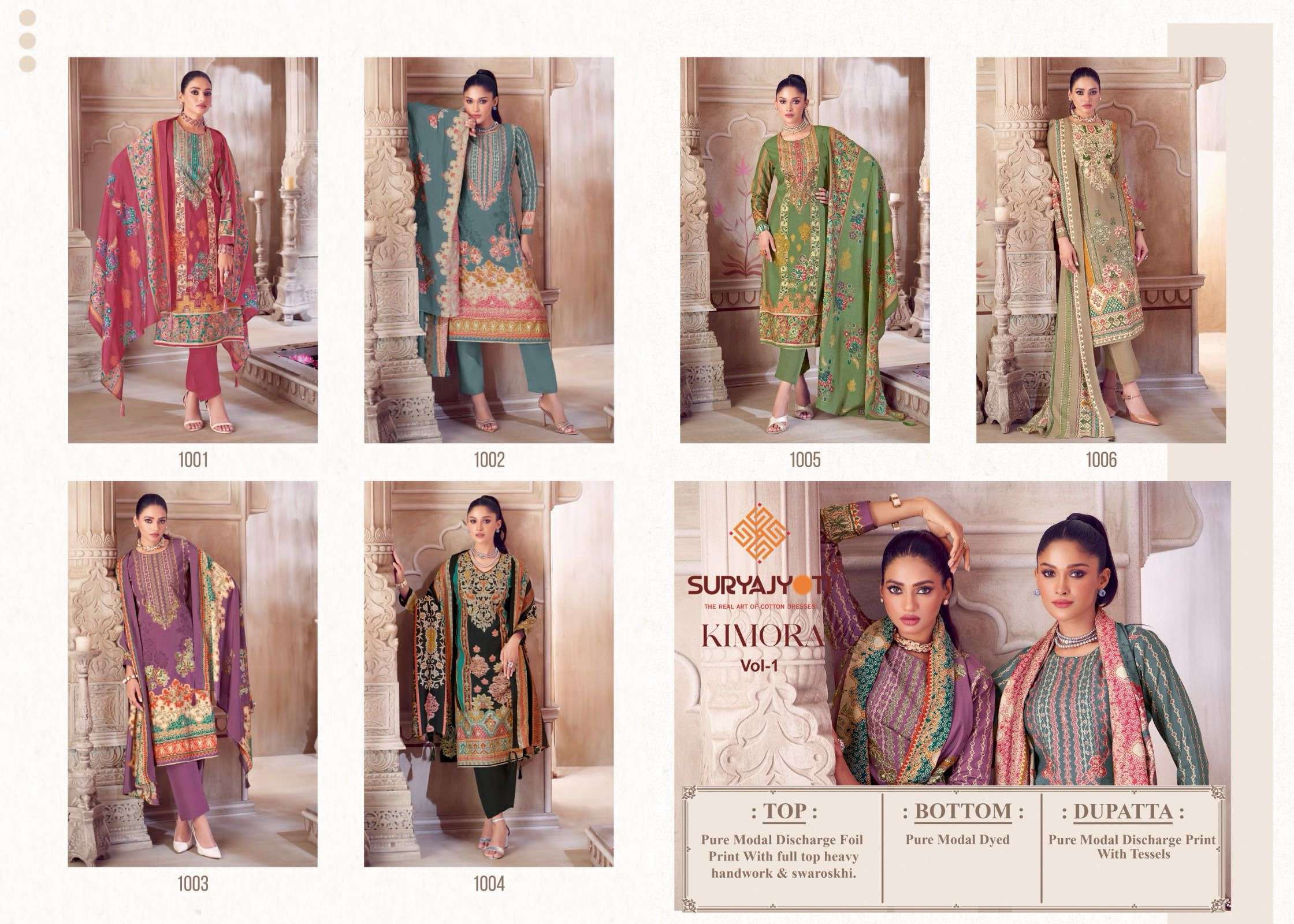 SURYAJYOTI KIMORA VOL 1 FANCY WEAR MODAL SUIT CATALOG WHOLESALER 
