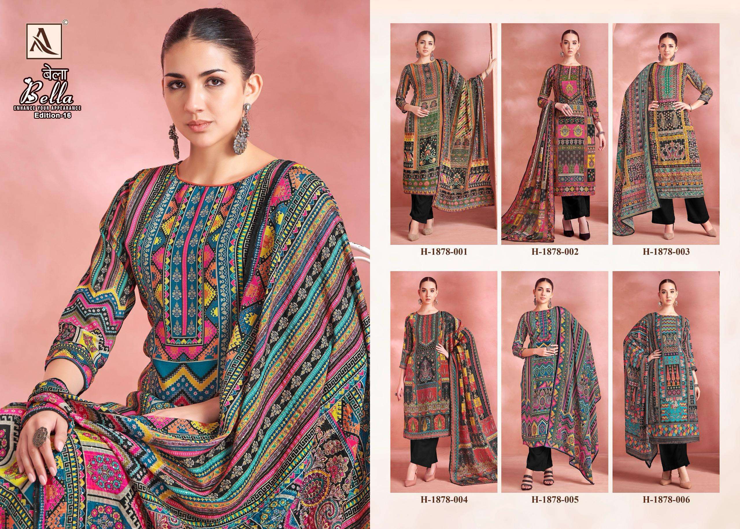 ALOK SUIT BELLA EDITION 16 PURE MUSLIN LADIES SUIT CATALOG EXPORTER IN SURAT 