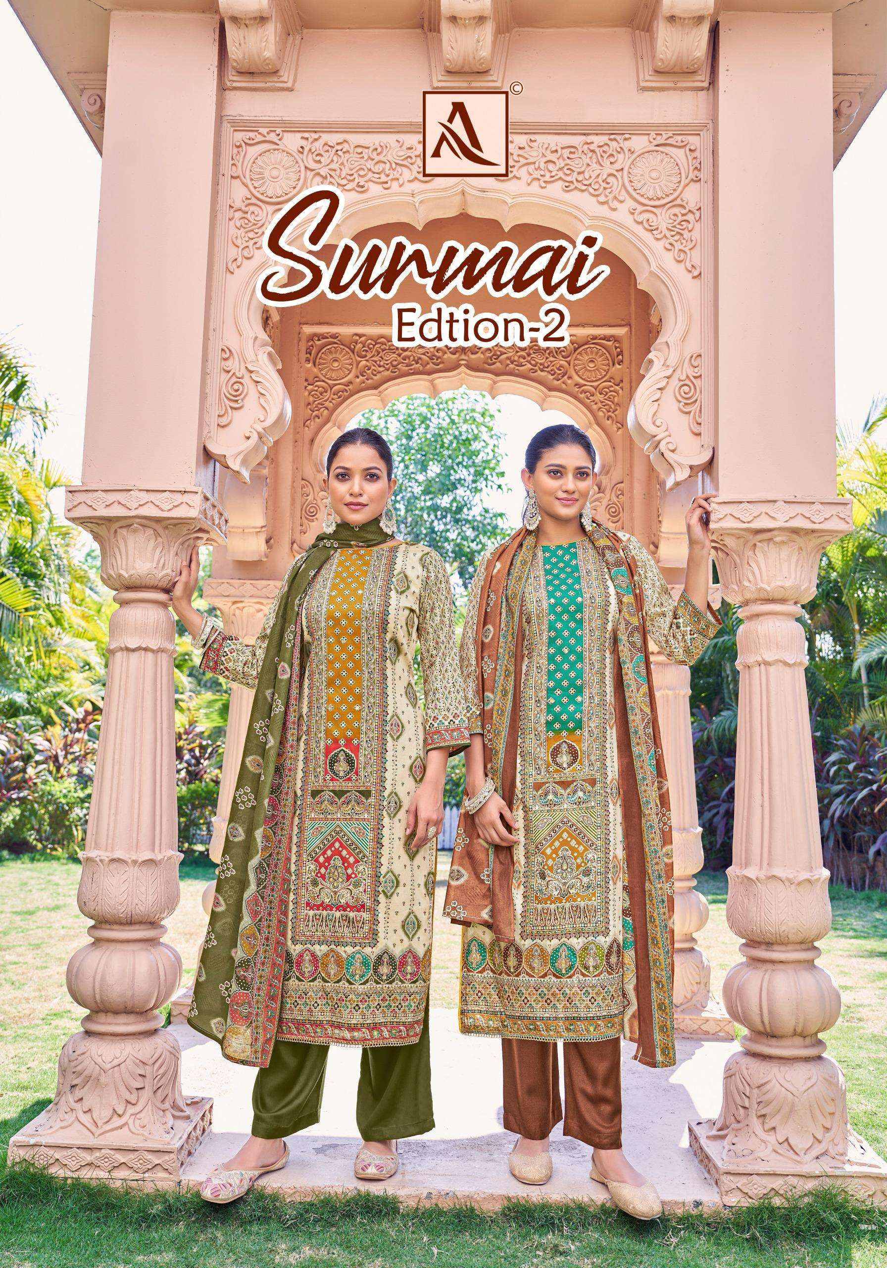 ALOK SUIT SURMAI EDITION 2 DESIGNER PRINT LADIES SUIT CATALOGUE EXPORTER 2025