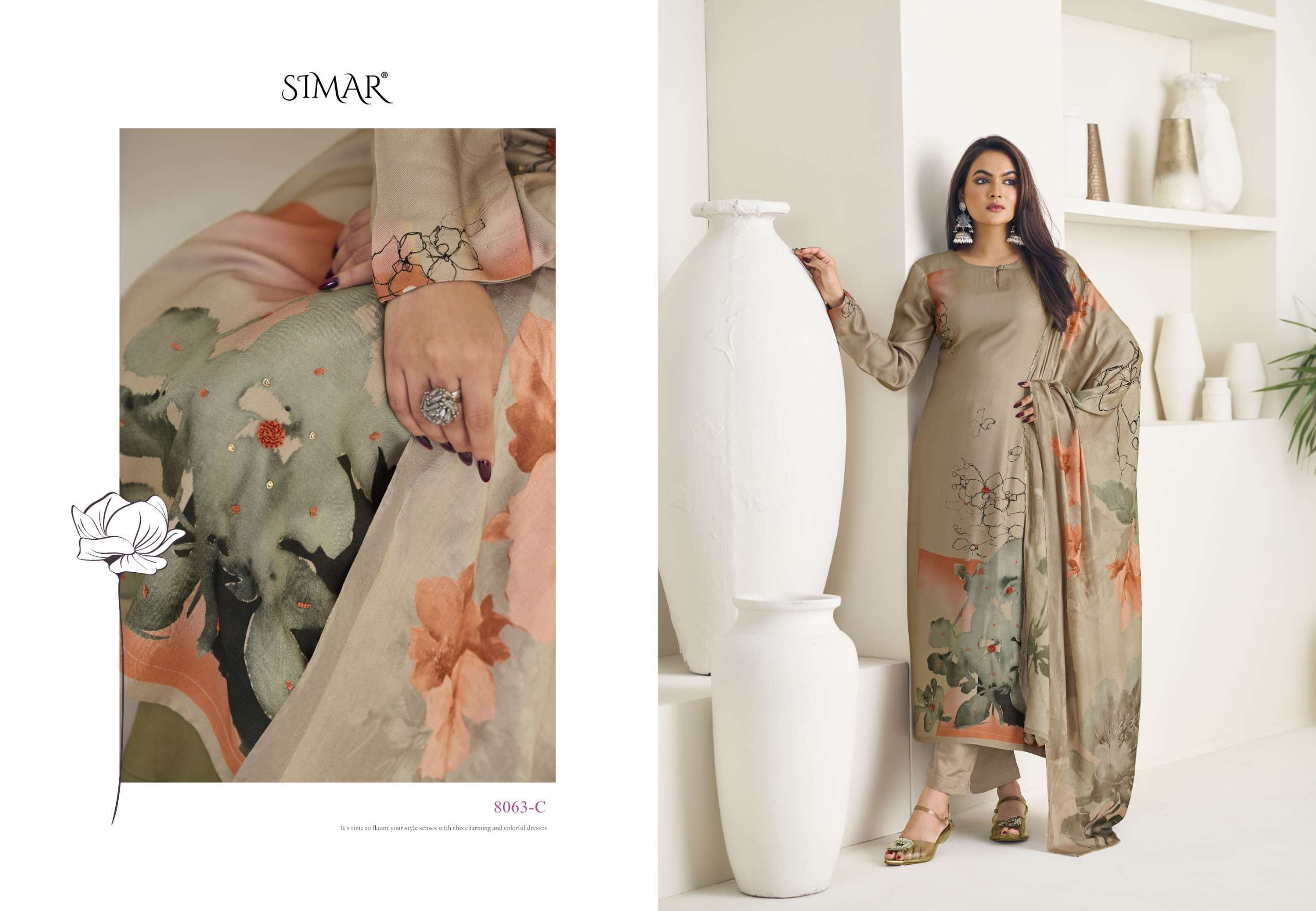 GLOSSY SIMAR ORNET FANCY COTTON SUIT CATALOG SUPPLIER IN SURAT 
