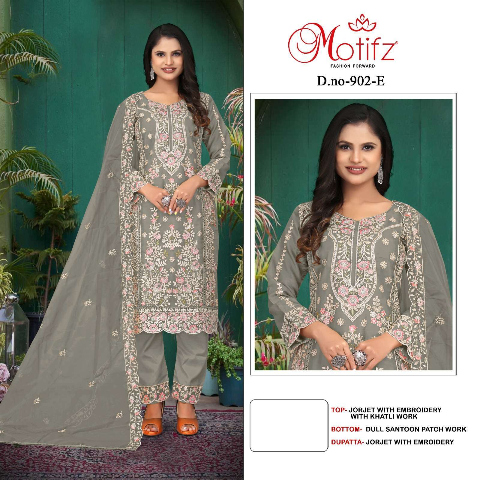 MOTIFZ D 902 COLORS DESIGNER PAKISTANI GEORGETTE EMBROIDERY SUIT 