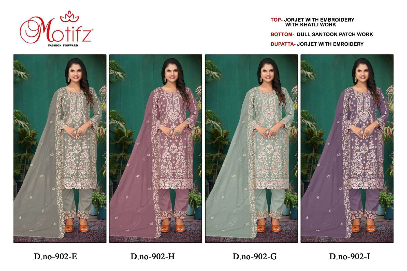 MOTIFZ D 902 COLORS DESIGNER PAKISTANI GEORGETTE EMBROIDERY SUIT 