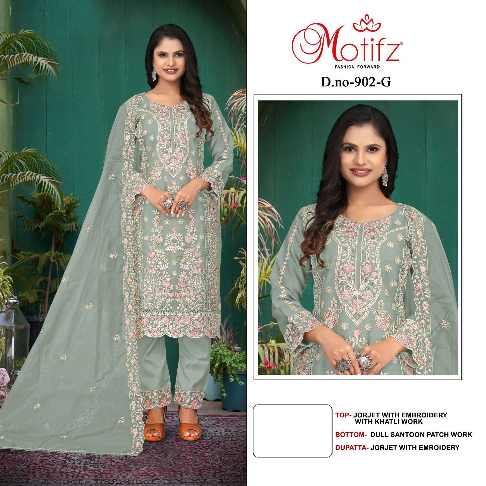 MOTIFZ D 902 COLORS DESIGNER PAKISTANI GEORGETTE EMBROIDERY SUIT 