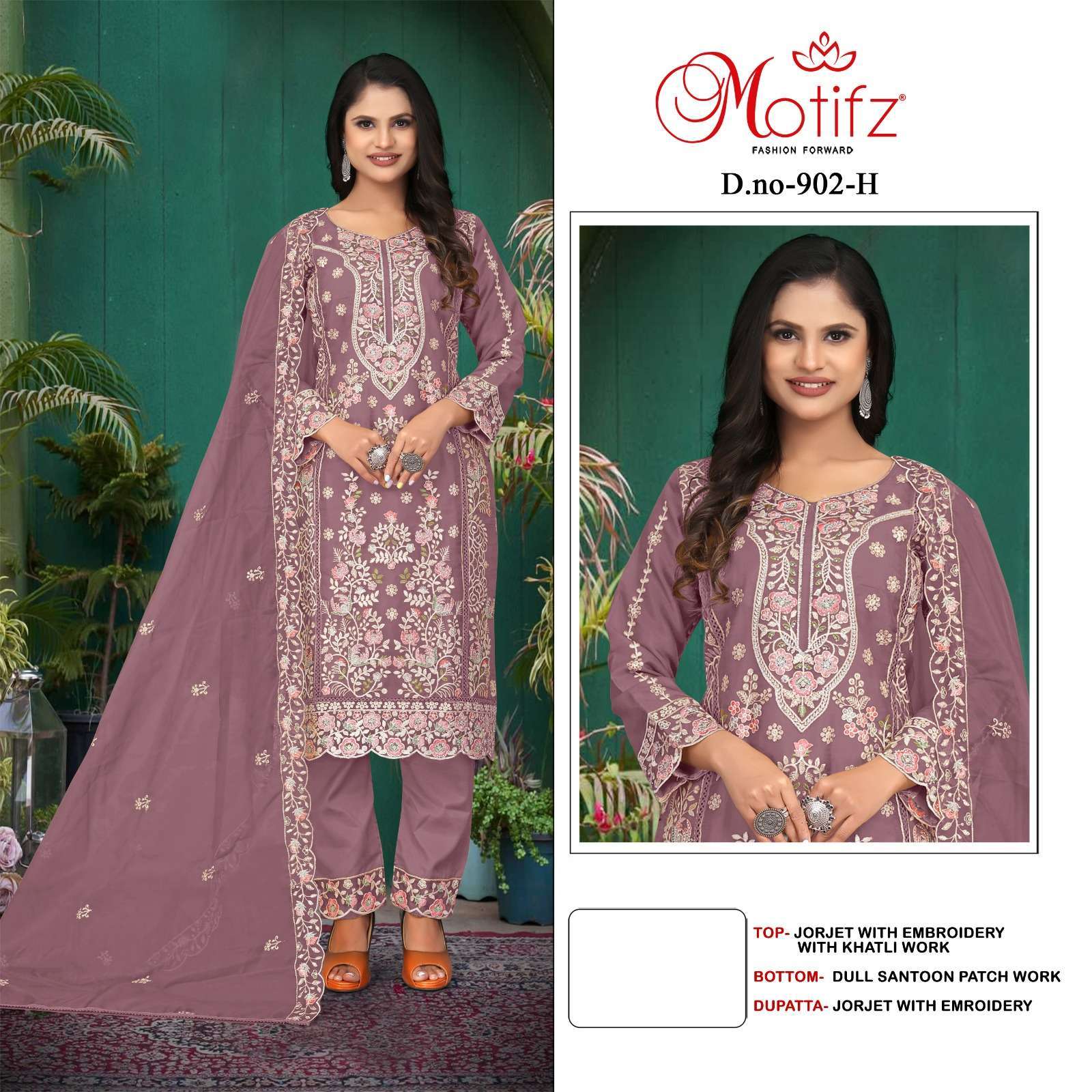 MOTIFZ D 902 COLORS DESIGNER PAKISTANI GEORGETTE EMBROIDERY SUIT 