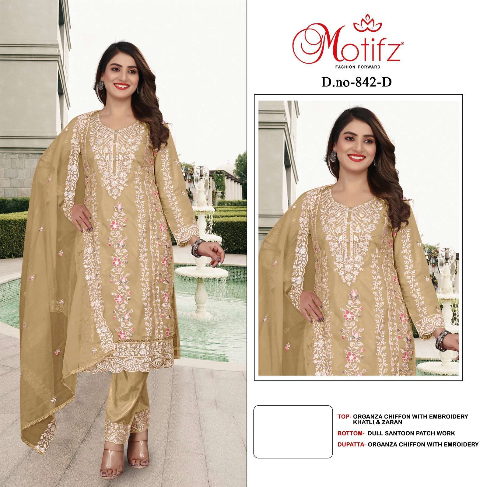 MOTIFZ FASHION 842 COLORS HEAVY EMBROIDERY CHIFFON SUIT WHOLESALER 2025
