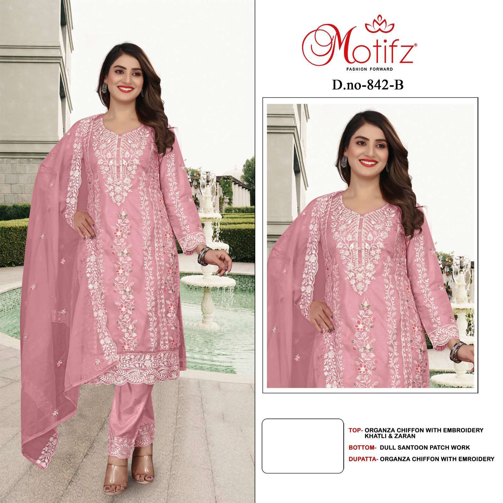 MOTIFZ FASHION 842 COLORS HEAVY EMBROIDERY CHIFFON SUIT WHOLESALER 2025