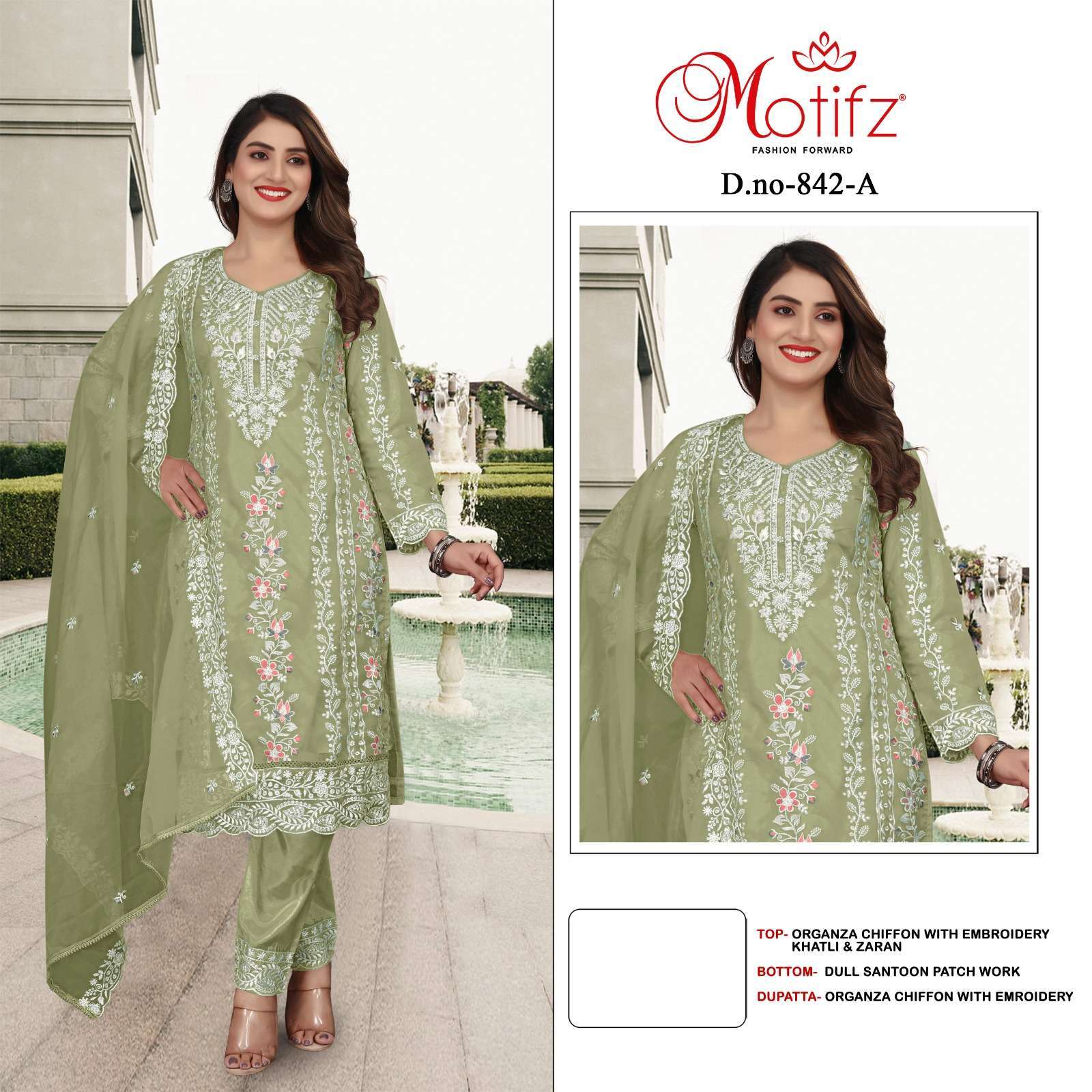 MOTIFZ FASHION 842 COLORS HEAVY EMBROIDERY CHIFFON SUIT WHOLESALER 2025