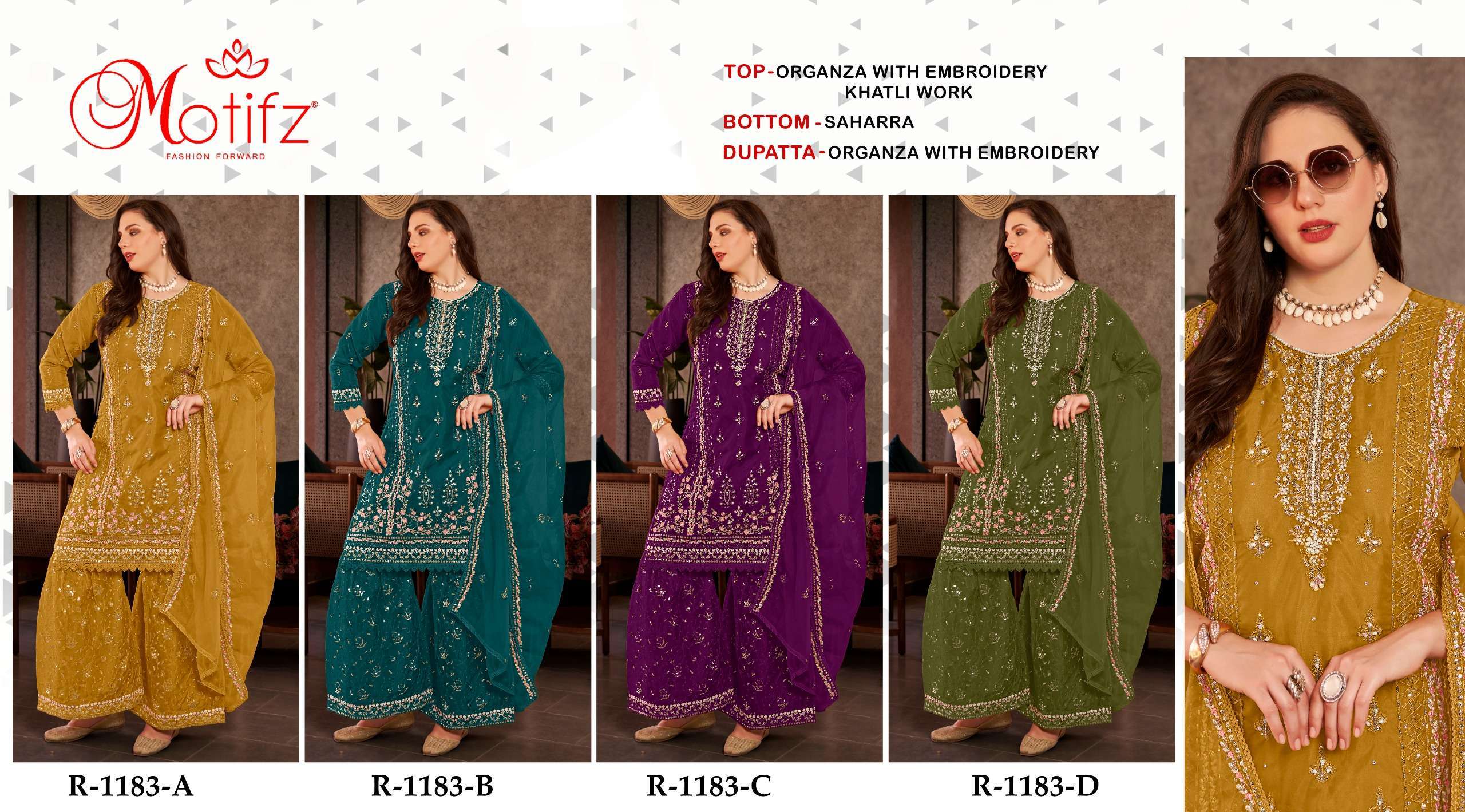 MOTIFZ R 1183 COLORS PAKISTANI SHARARA DRESS NEW COLLECTION BEST RATE DEALER 2025