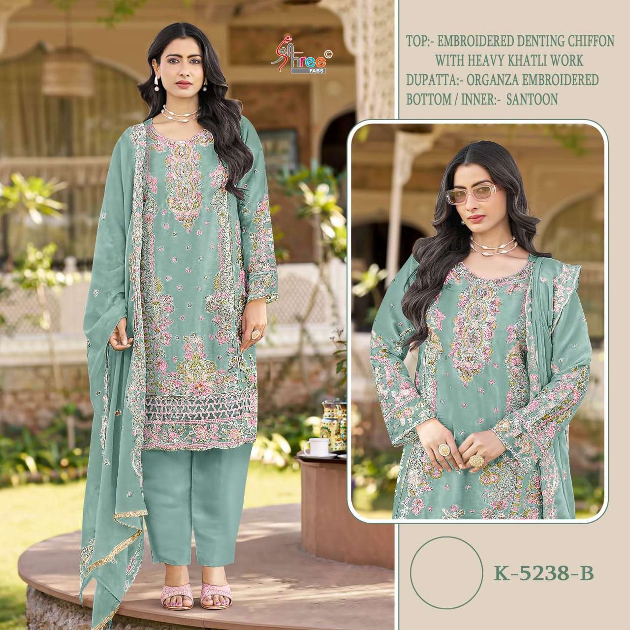 SHREE FAB K 5238 COLORS PAKISTANI CHIFFON SUIT CATALOG WHOLESALER 2025