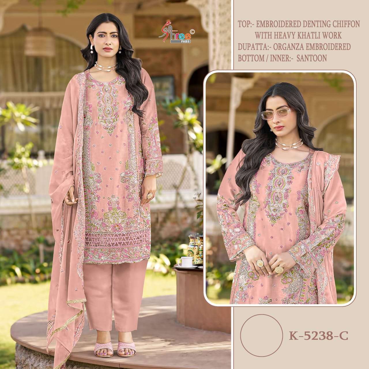 SHREE FAB K 5238 COLORS PAKISTANI CHIFFON SUIT CATALOG WHOLESALER 2025