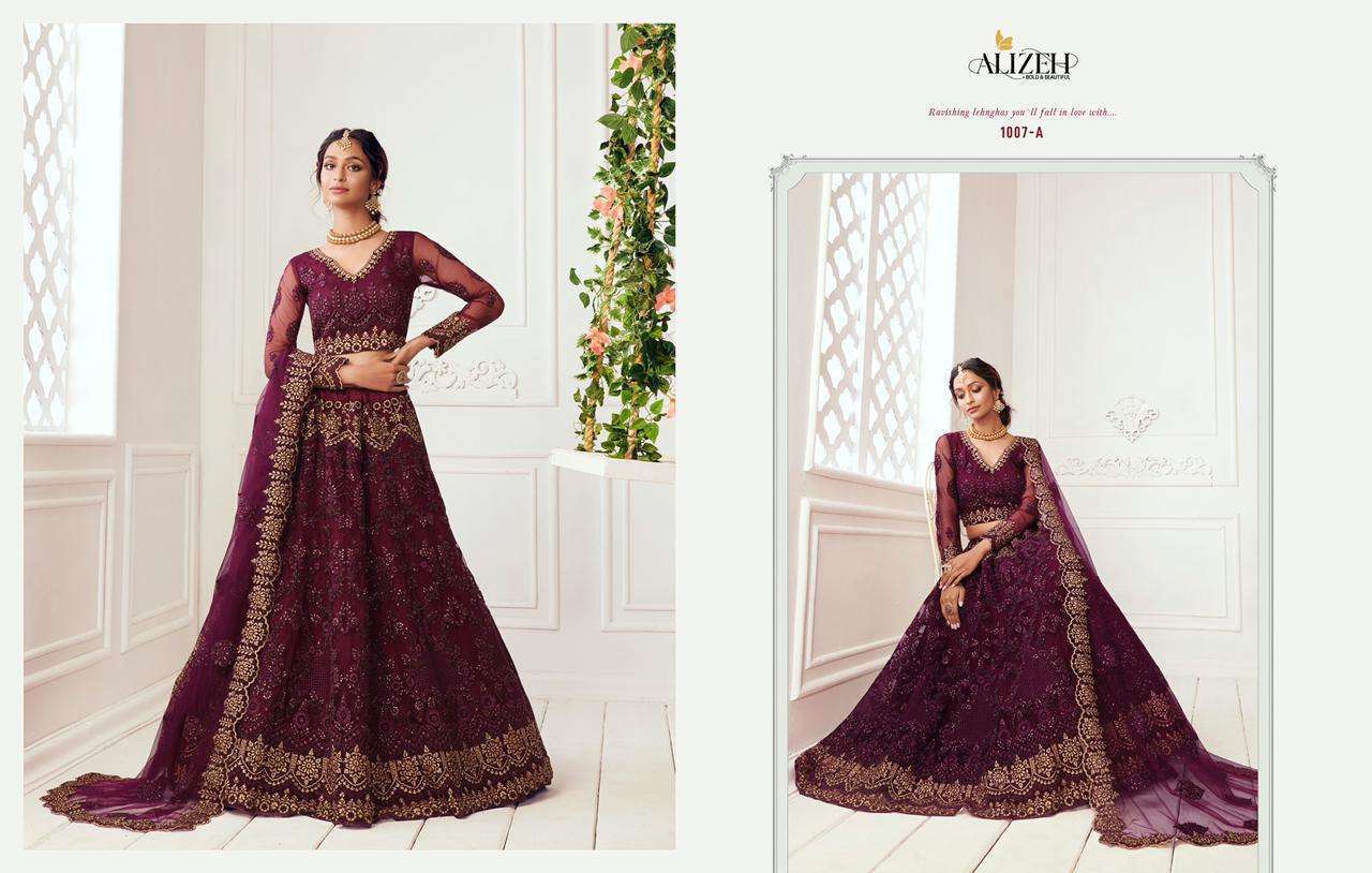 ALIZEH BRIDAL HERITAGE COLORSB SAGA VOL 2 PARTYWEAR LEHNGA COLLECTION WHOLESALE PRICE 