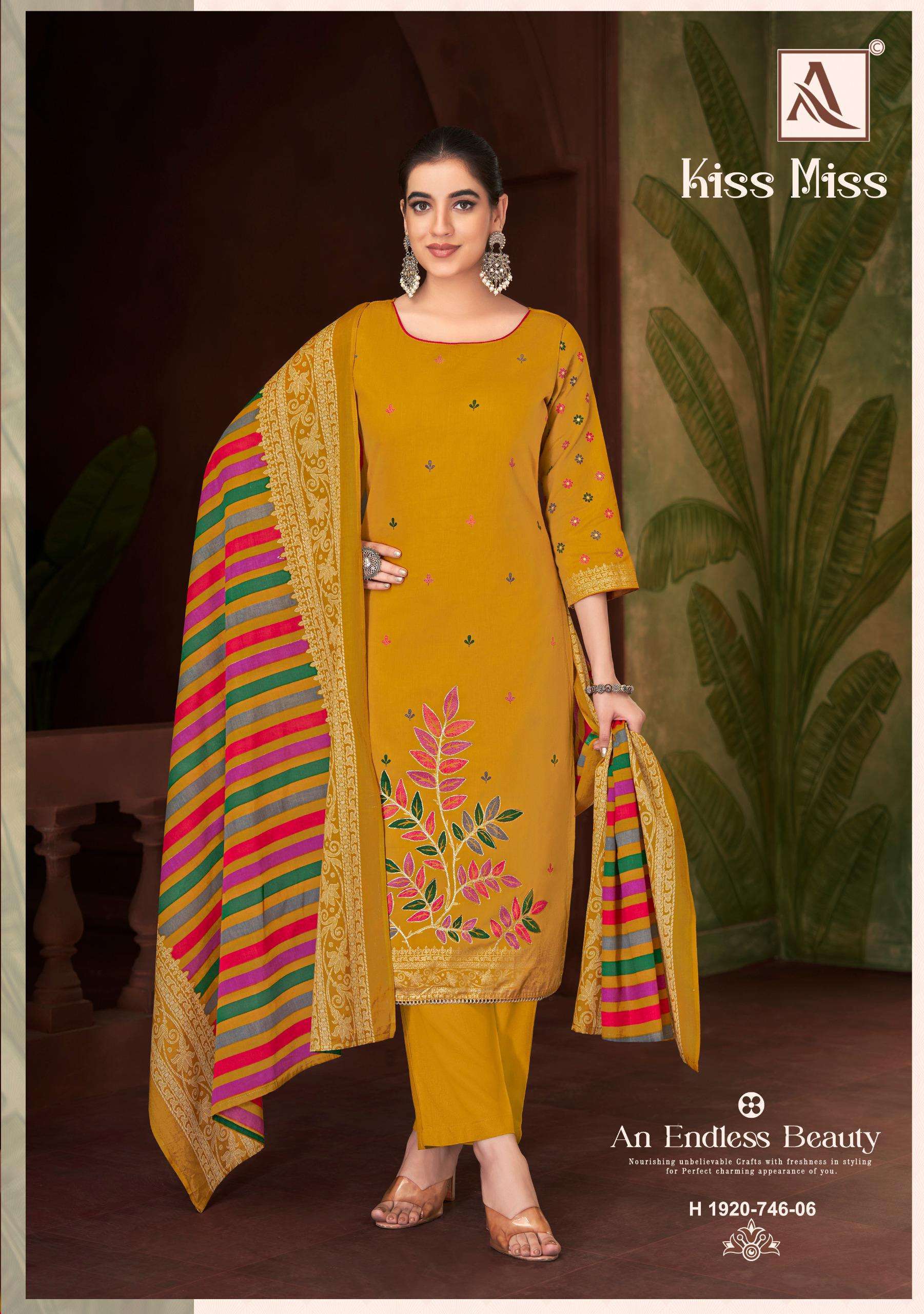 ALOK SUIT KISS MISS DESIGNER PRINT JAM SATIN SUIT CATALOGUE WHOLESALER 