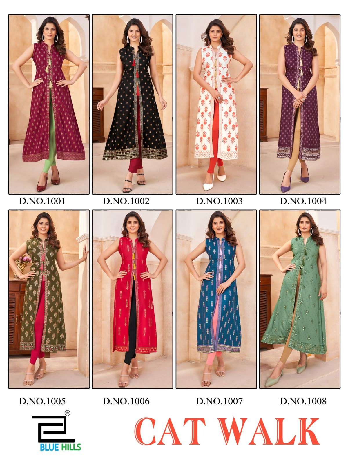 BLUE HILLS CAT WALK RAYON PRINTED KURTI CATALOGUE 