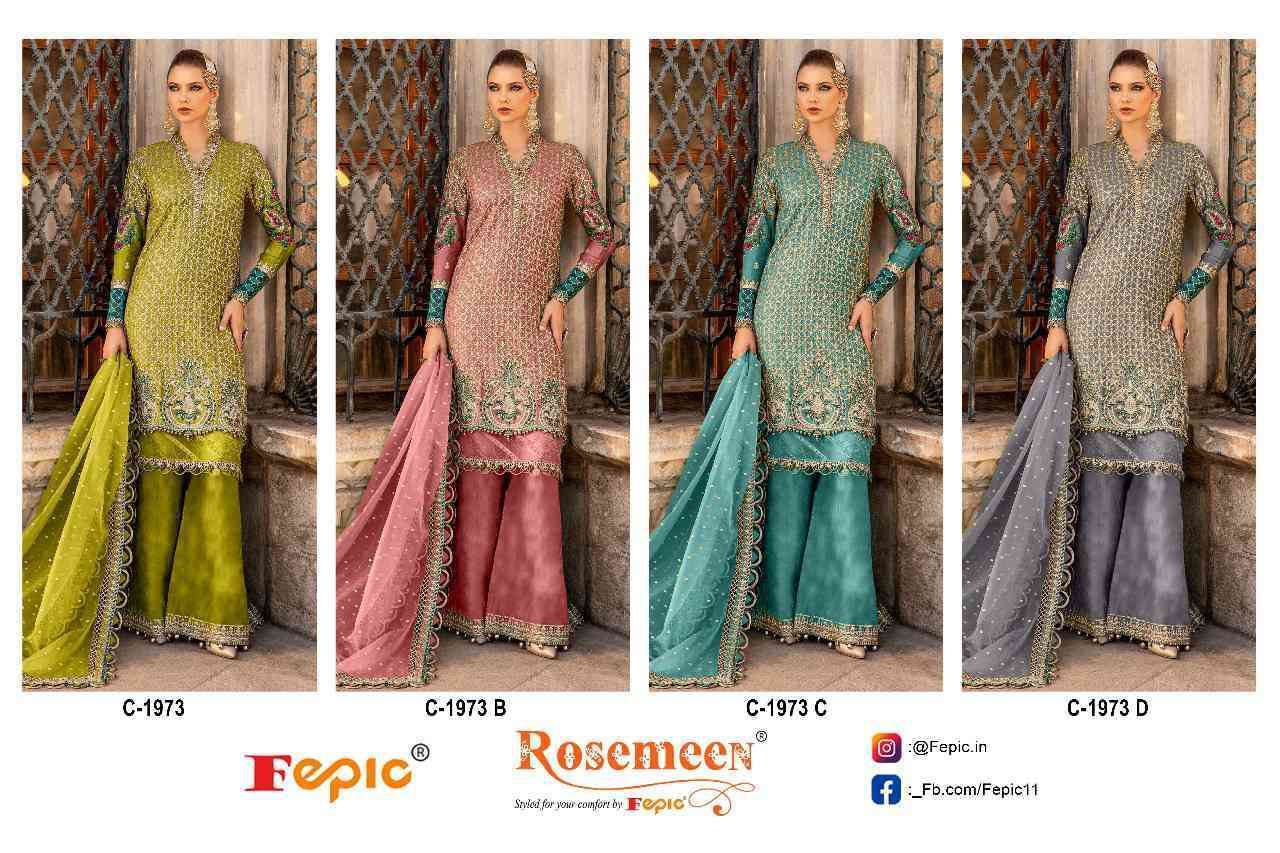 FEPIC C 1973 COLORS ORGANZA EMBROIDERY WORK PAKISTANI SUIT WHOLESALER 2025