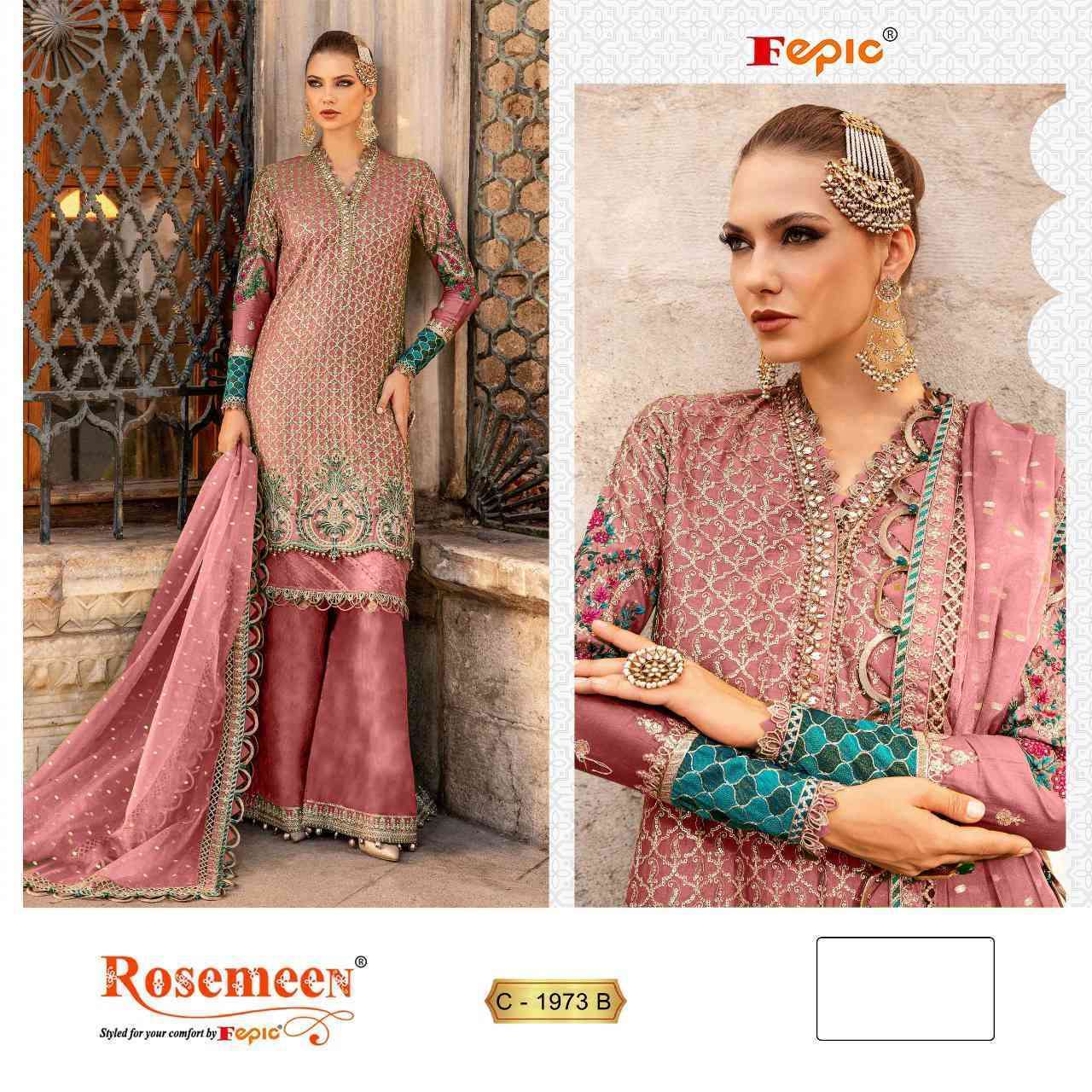 FEPIC C 1973 COLORS ORGANZA EMBROIDERY WORK PAKISTANI SUIT WHOLESALER 2025
