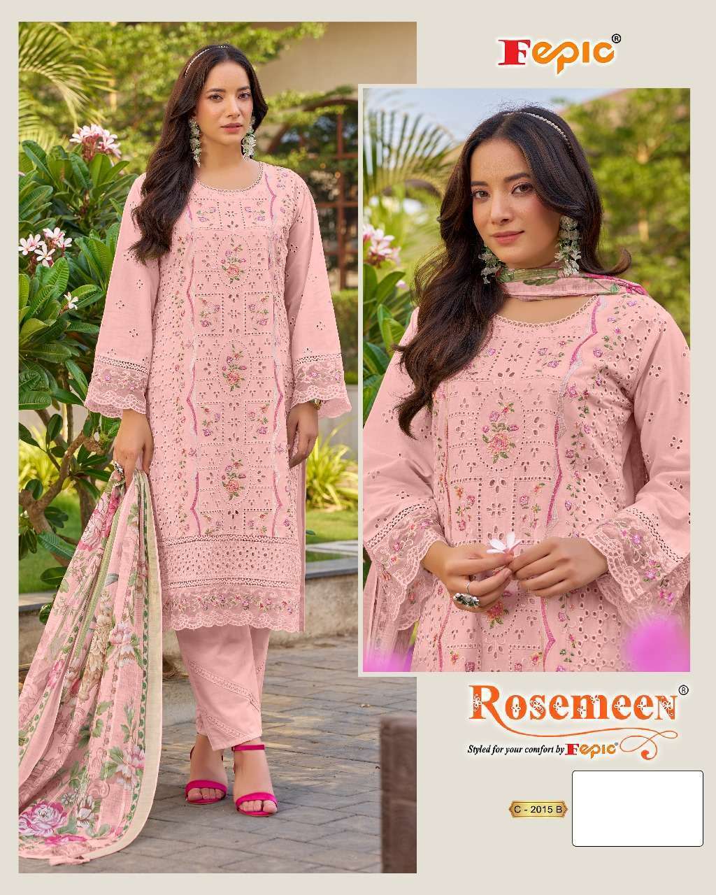 FEPIC C 2015 COLORS DESIGNER EMBRODERY WORK COTTON SUIT WHOLESALER 2025