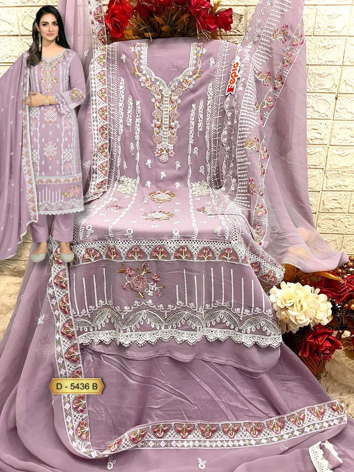 FEPIC C 5436 COLORS GEORGETTE EMBRODERY WORK PAKISTANI SUIT WHOLESALER 2025