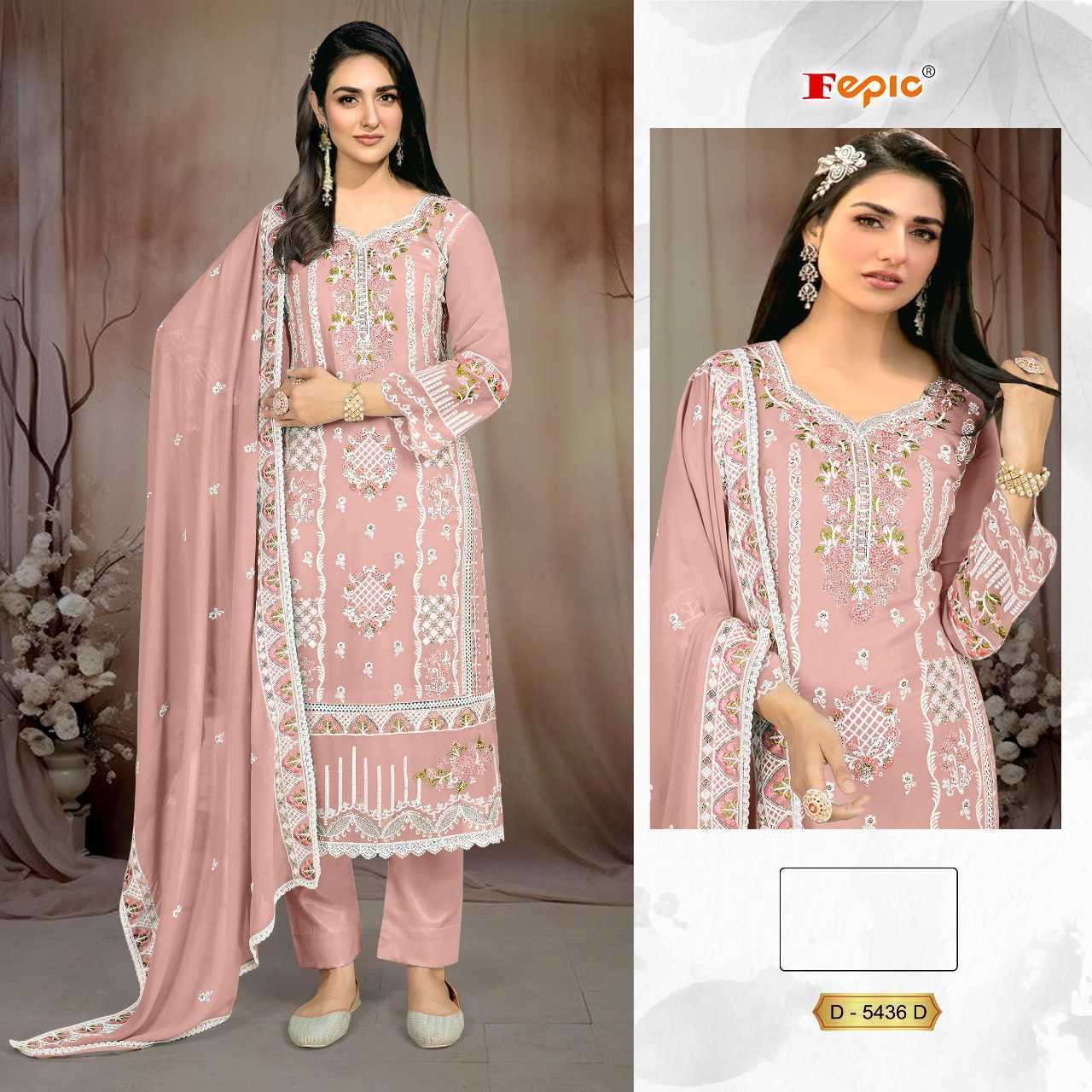 FEPIC C 5436 COLORS GEORGETTE EMBRODERY WORK PAKISTANI SUIT WHOLESALER 2025