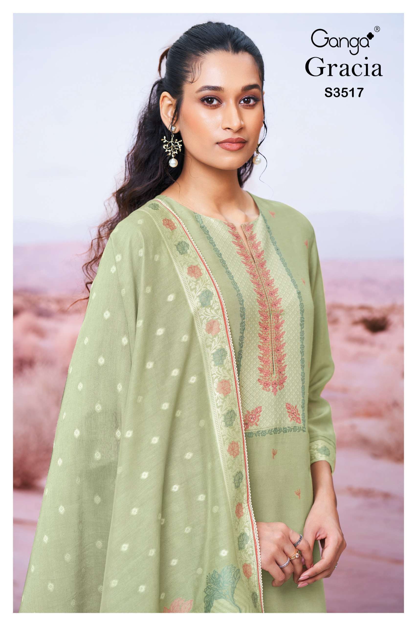 GANGA FASHION CRACIA 3517 VISCOSE SILK SALWER KAMEEZ CATALOGUE WHOLESALER 