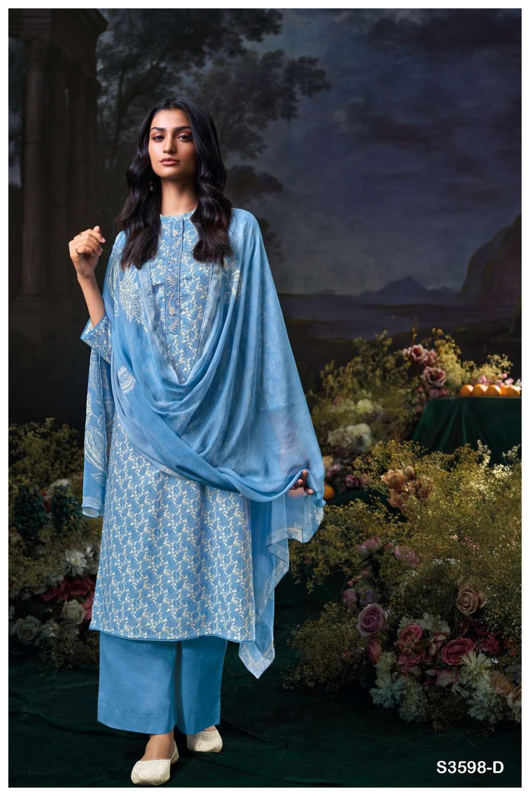 GANGA FLORA 3598 COLORS COTTON PRINTED SALWER KAMEEZ CATALOG EXPORTER 
