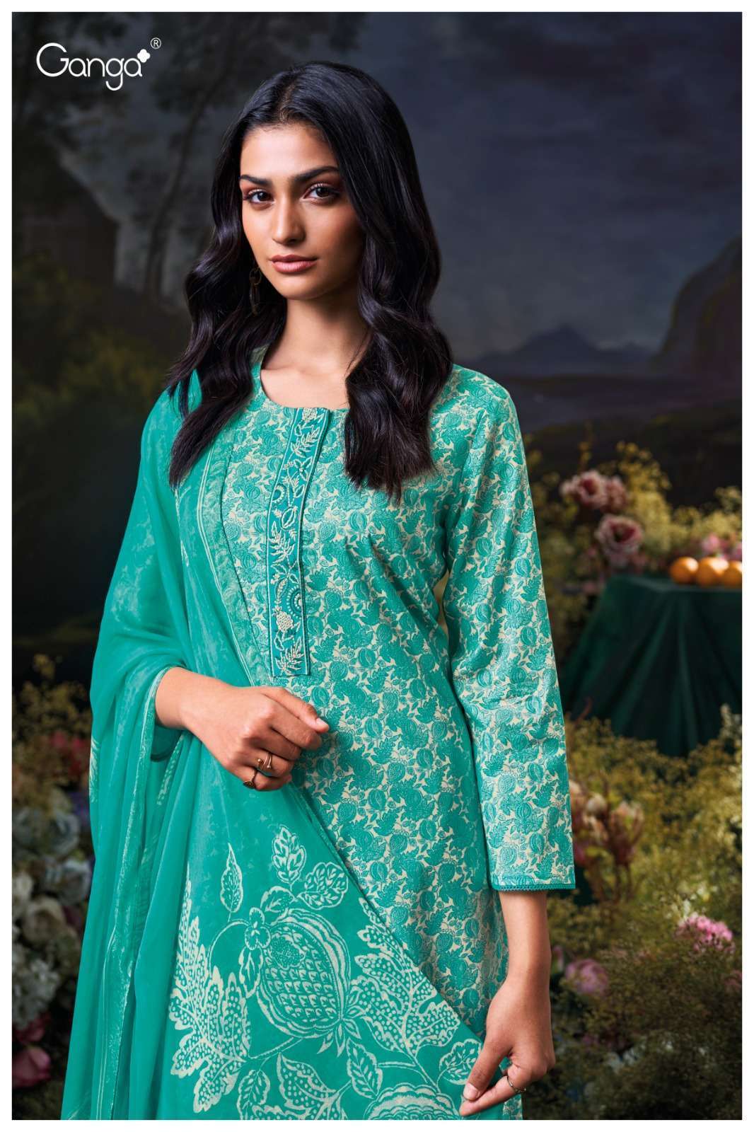 GANGA FLORA 3598 COLORS COTTON PRINTED SALWER KAMEEZ CATALOG EXPORTER 