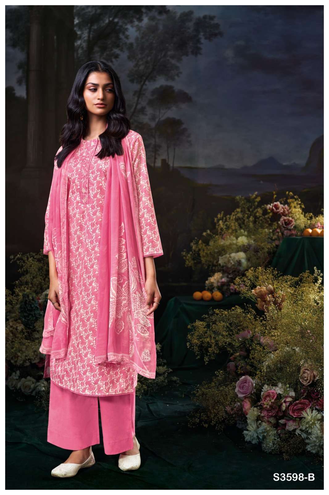 GANGA FLORA 3598 COLORS COTTON PRINTED SALWER KAMEEZ CATALOG EXPORTER 