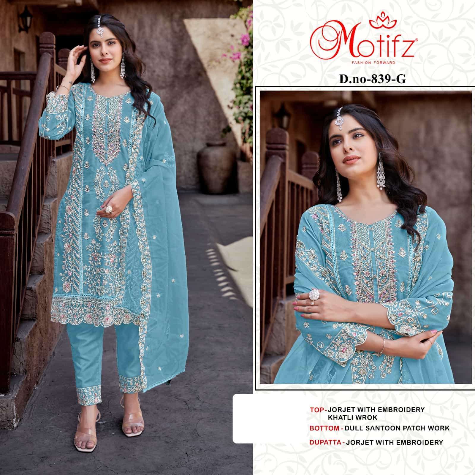 MOTIFZ 839 COLORS VOL 2 HEAVY WORK PAKISTANI GEORGETTE SUIT WHOLESALER 