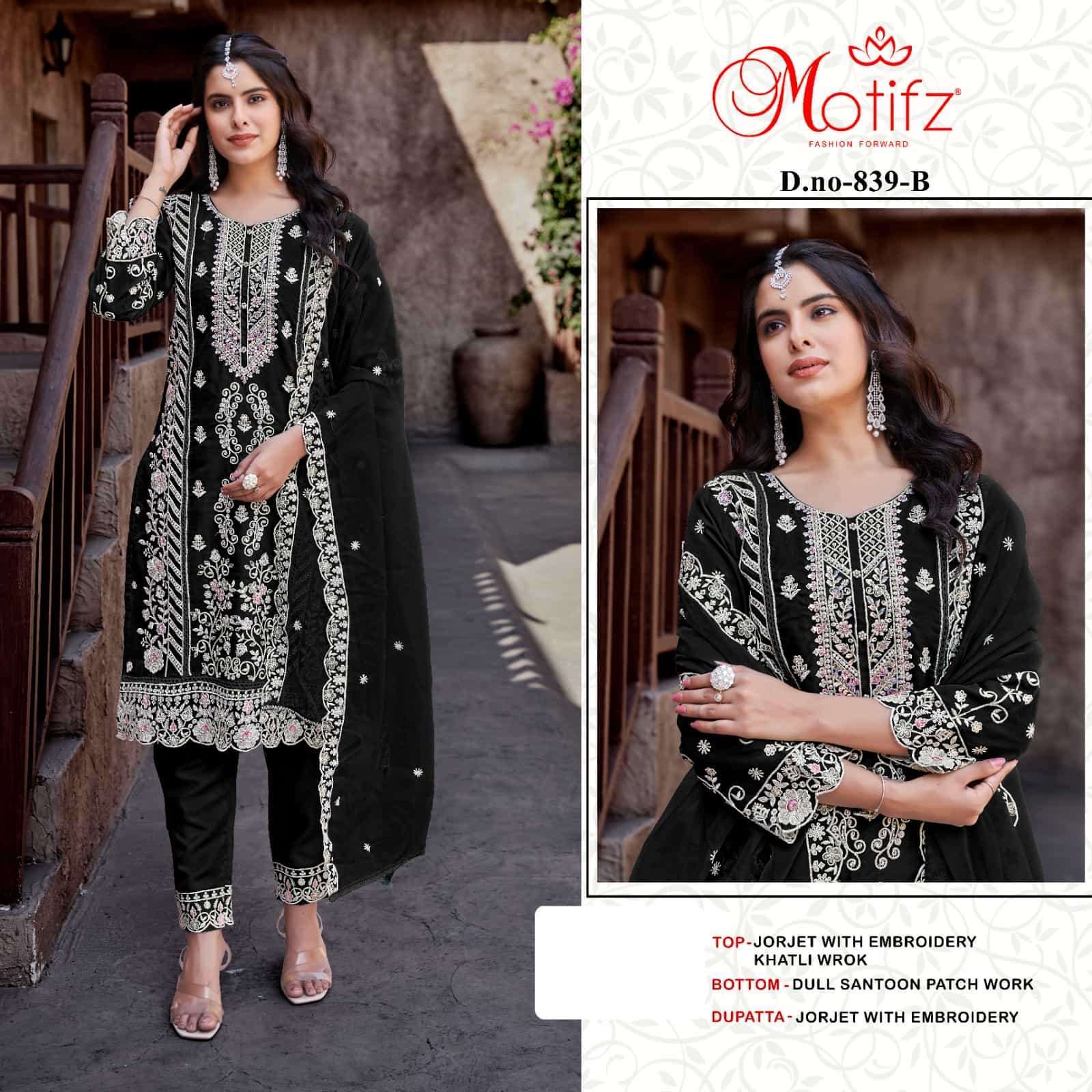 MOTIFZ 839 COLORS VOL 2 HEAVY WORK PAKISTANI GEORGETTE SUIT WHOLESALER 
