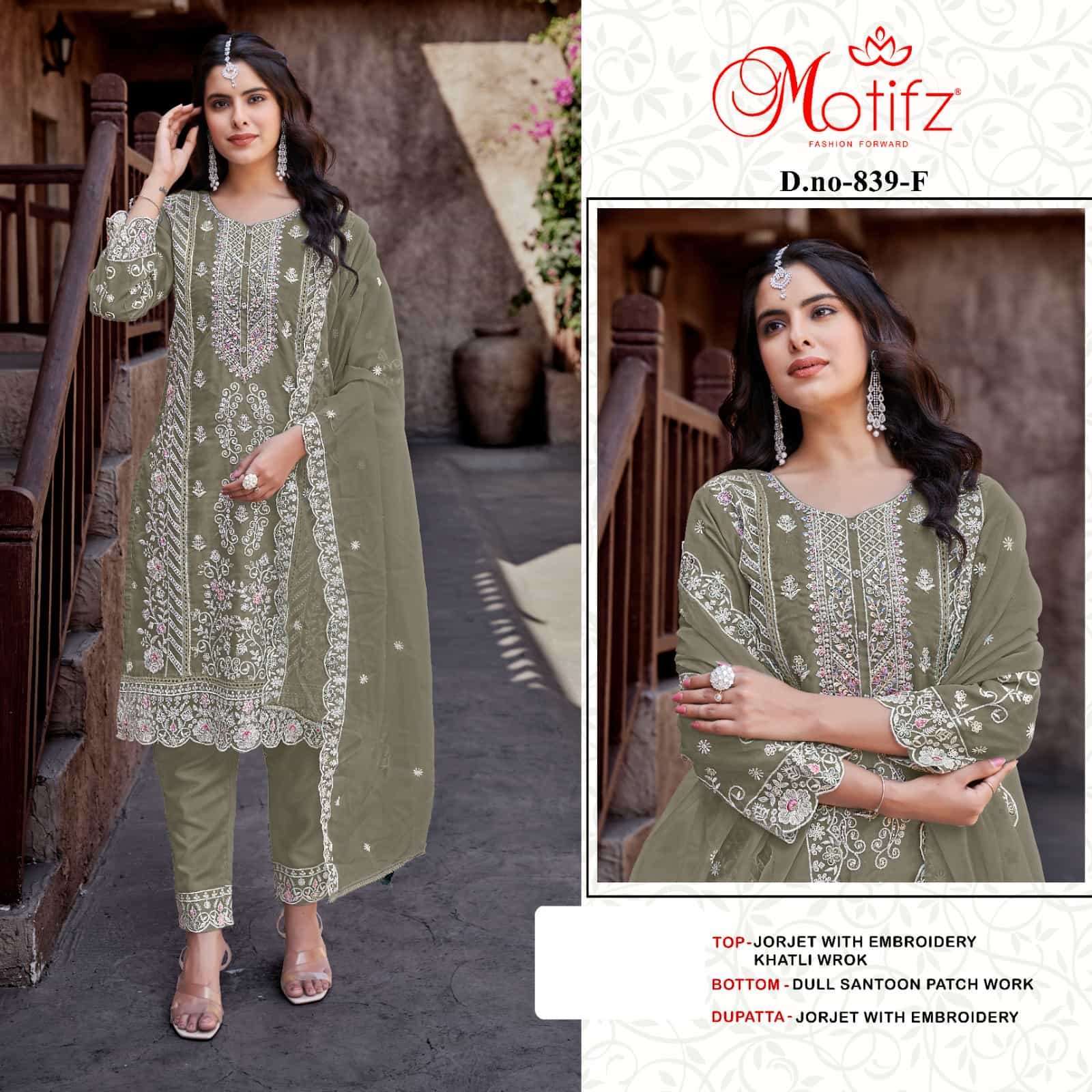 MOTIFZ 839 COLORS VOL 2 HEAVY WORK PAKISTANI GEORGETTE SUIT WHOLESALER 