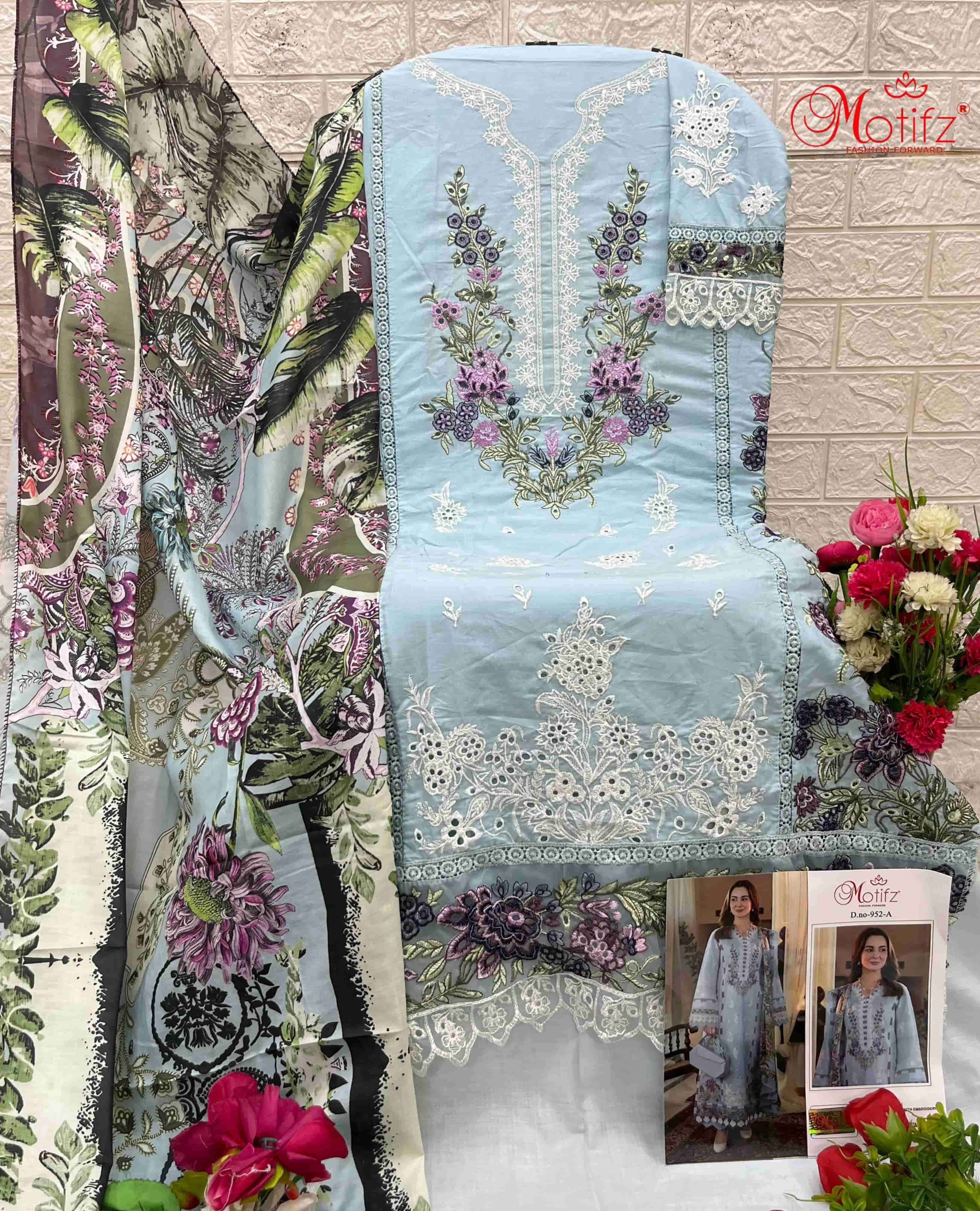MOTIFZ 952 COLORS CAMRIC COTTON EMROIDERY SUIT WHOLESALE PRICE 2025