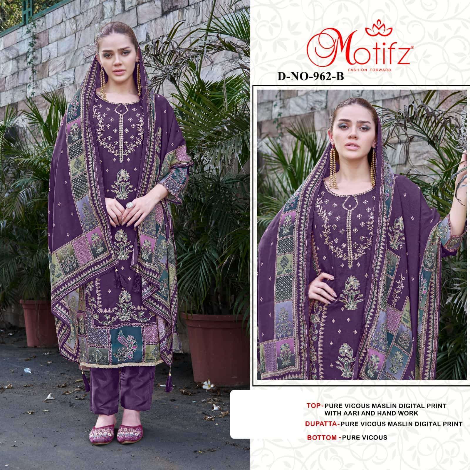 MOTIFZ 962 COLORS PURE VISCOSE MUSLIN DRESS LATEST CATALOGUE WHOLESALE PRICE 