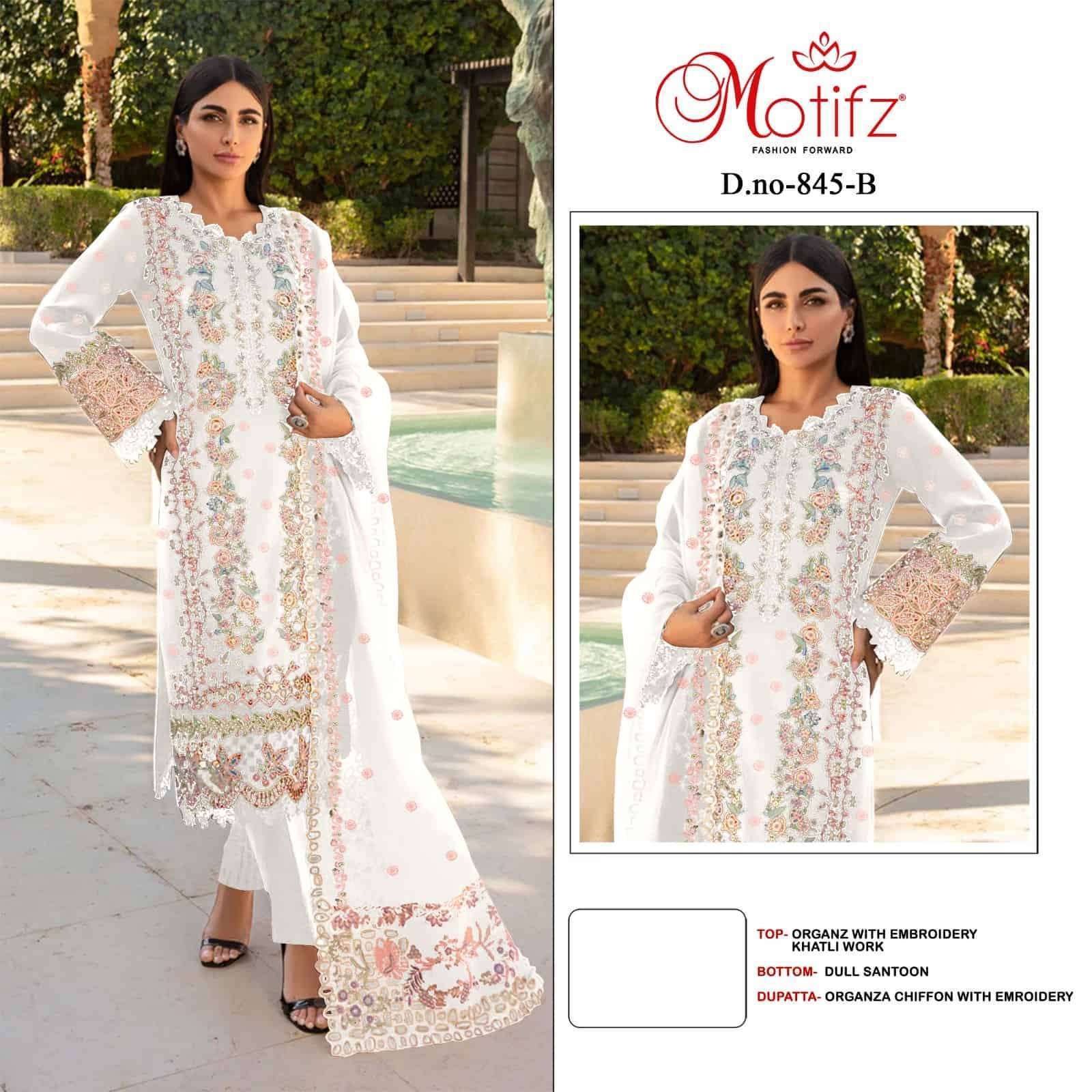 MOTIFZ D 845 COLORS ORGANZA PAKISTANI SUIT WHOLESALER 