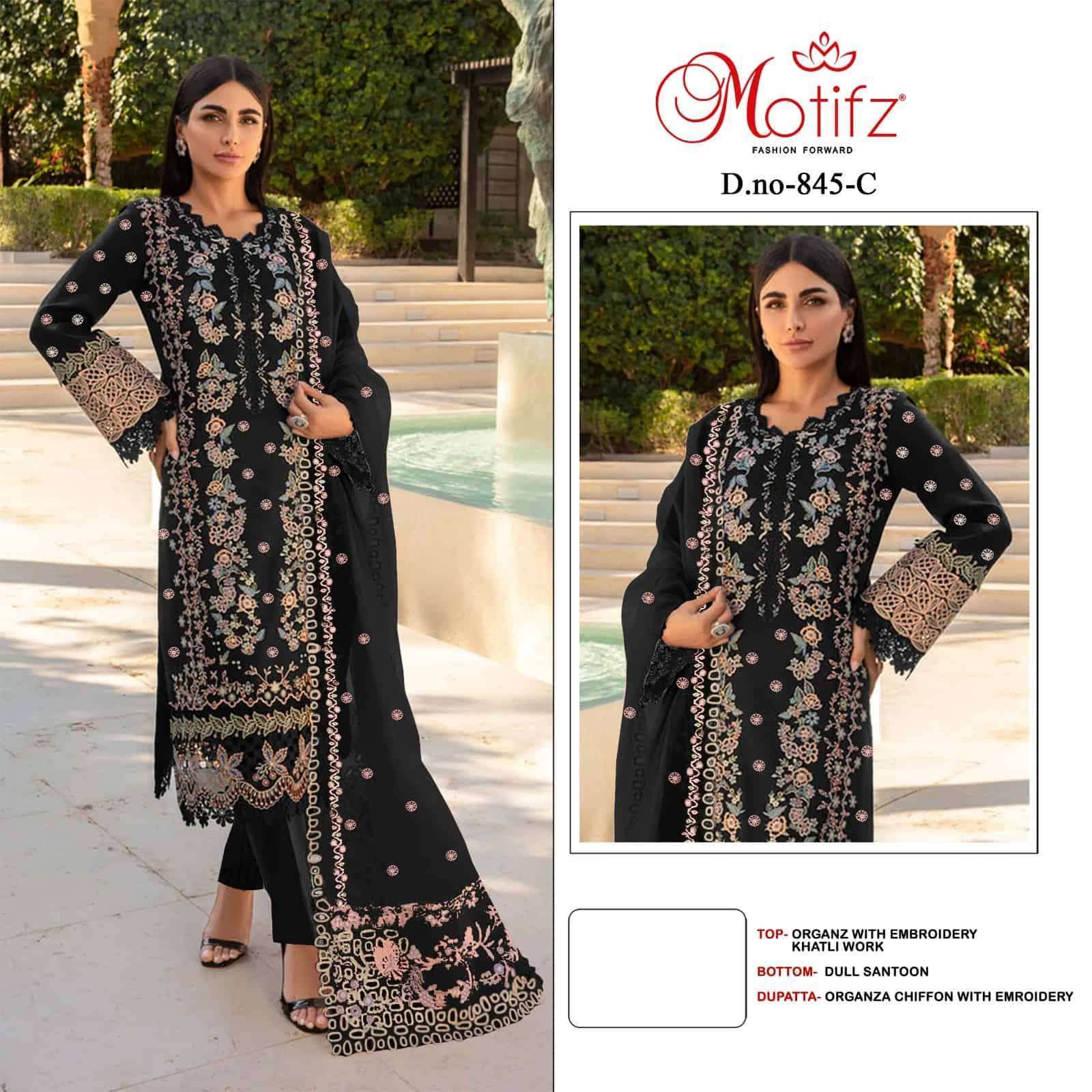 MOTIFZ D 845 COLORS ORGANZA PAKISTANI SUIT WHOLESALER 