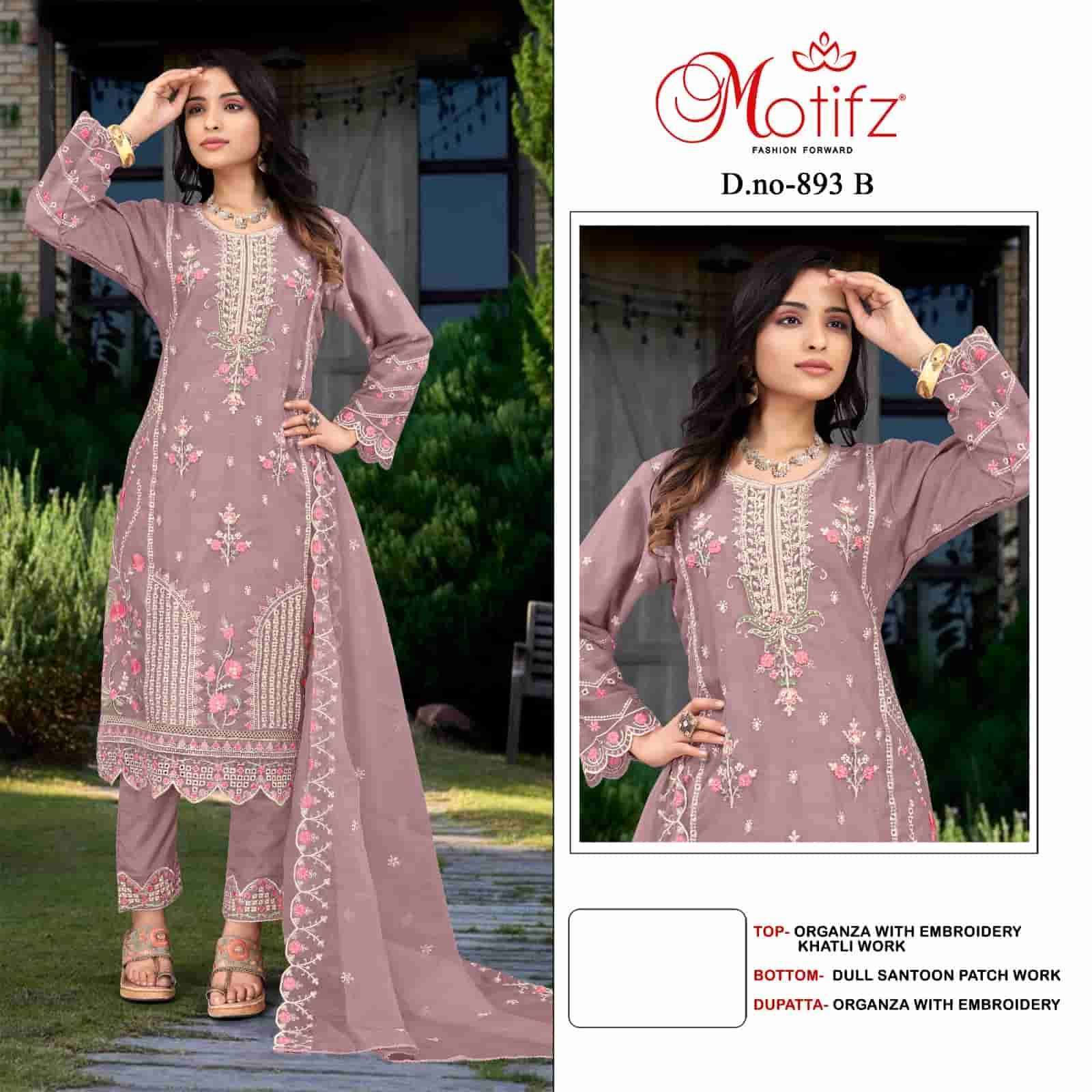MOTIFZ D 893 COLORS ORGANZA EMBROIDERY KHATLI WORK PAKISTANI SUIT WHOLESALER 2025