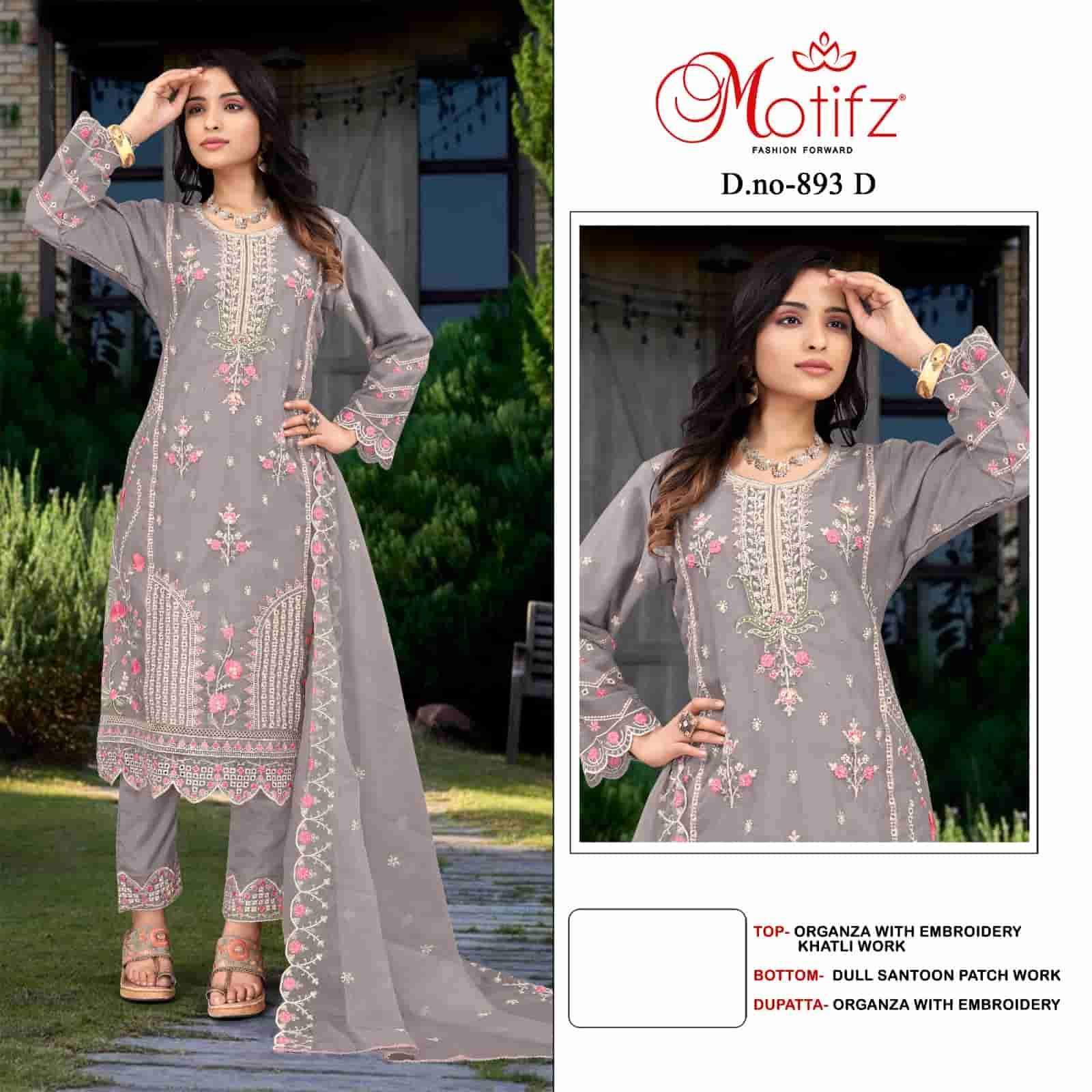 MOTIFZ D 893 COLORS ORGANZA EMBROIDERY KHATLI WORK PAKISTANI SUIT WHOLESALER 2025