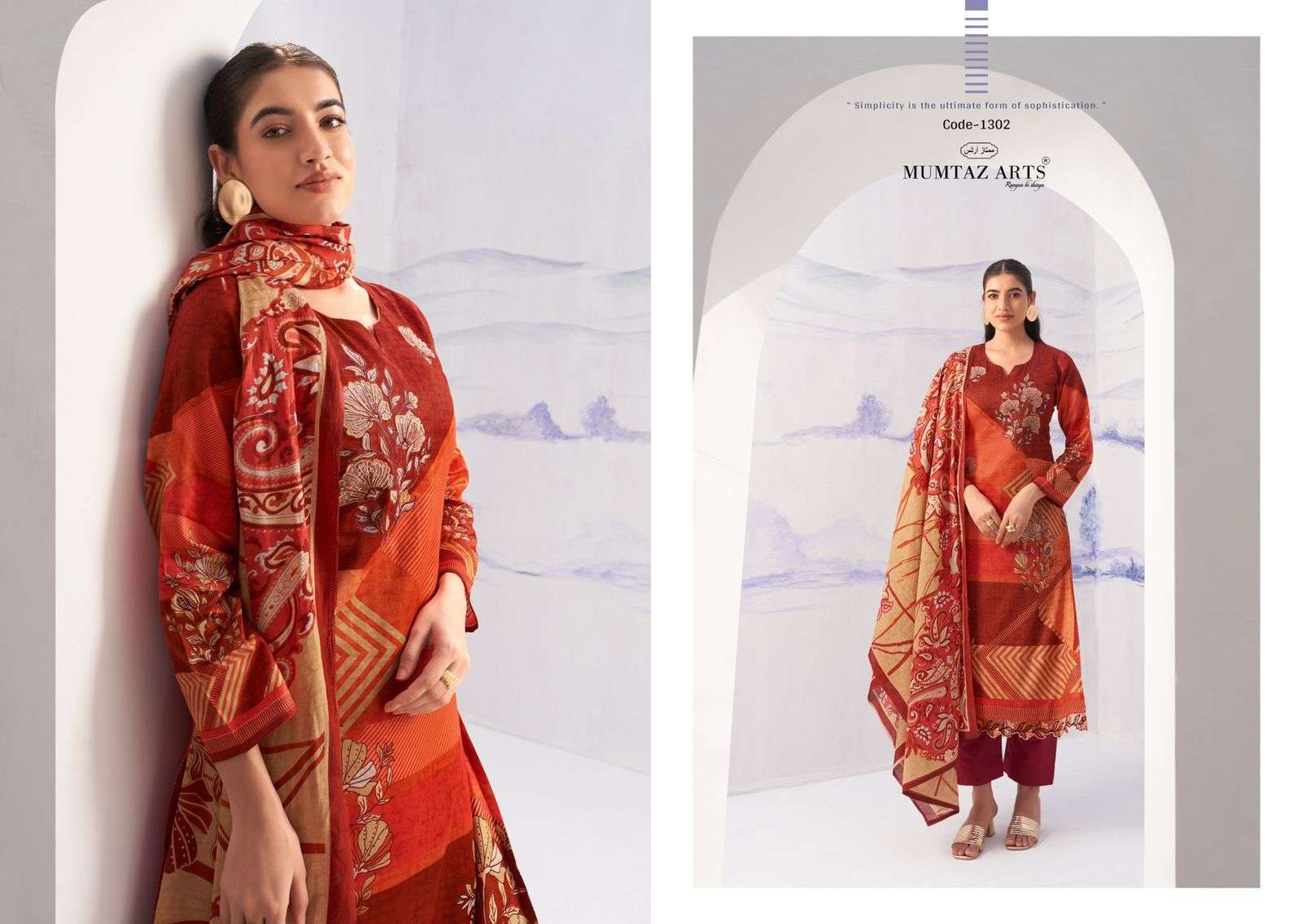 MUMTAZ ARTS NOOR FANCY WORK SATIN SALWER SUIT CATALOG 