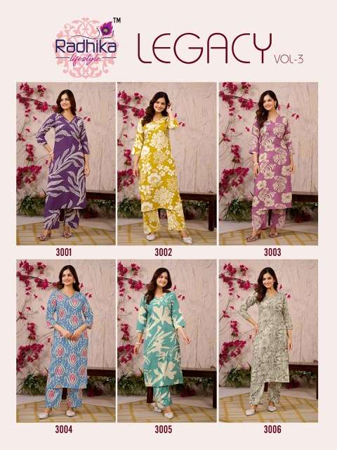 RADHIKA LIFESTYLE LEGACY VOL 3 RAYON CORD SET WHOLESALER 2025