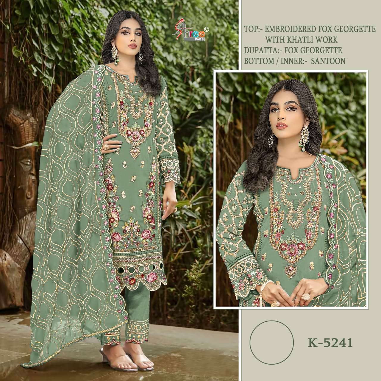SHREE FAB K 5241 COLORS GEORGETTE PAKISTANI SUIT WHOLESALE PRICE 