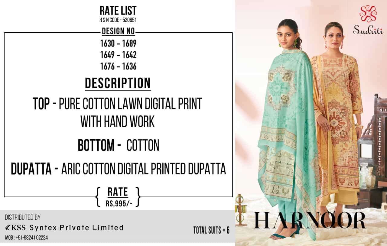 SUDRITI HARNOOR FANCY PRINTED LAWN COTTON CATALOG DESIGN 