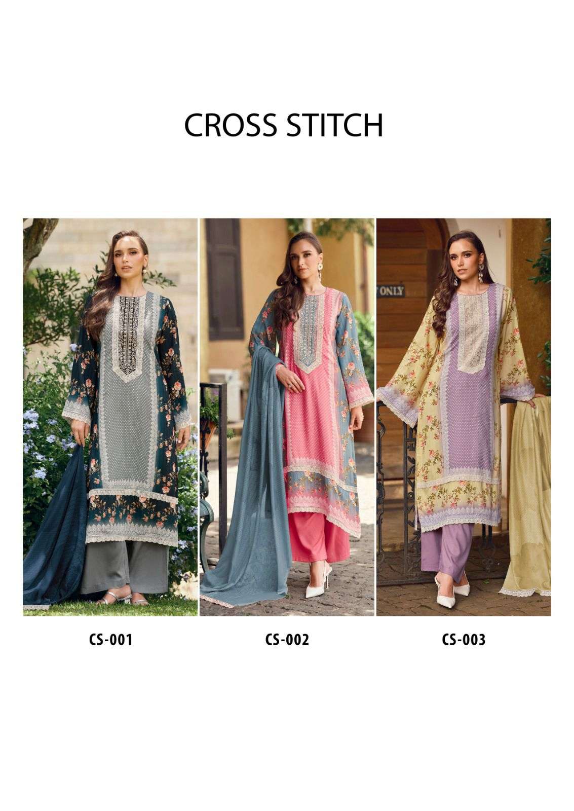 THE HERMITAGE SHOP CROSS STICH PURE LAWN COTTON SUIT WHOLESALER 