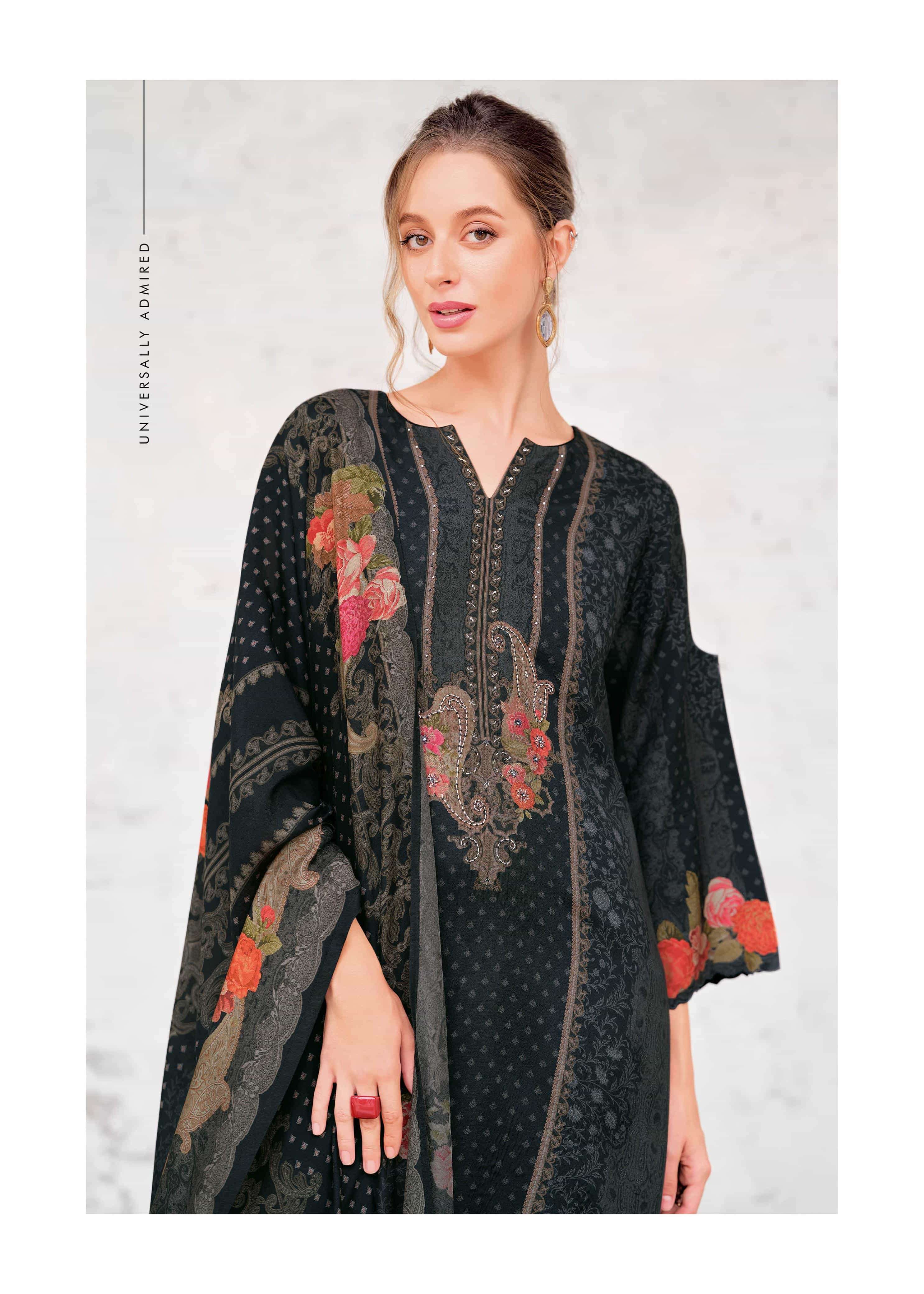 VARSHA FASHION CROSS STITCH RUSSIAN SILK PRINTED SALWER KAMEEZ CATALOGUE EXPORTER 